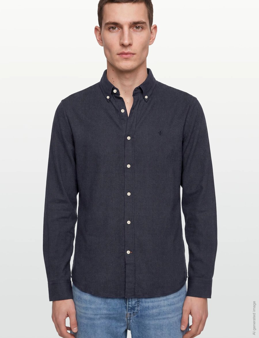 Morris - Flannel Donegal Shirt-Slim Fit - flanell-hemden - navy - 3