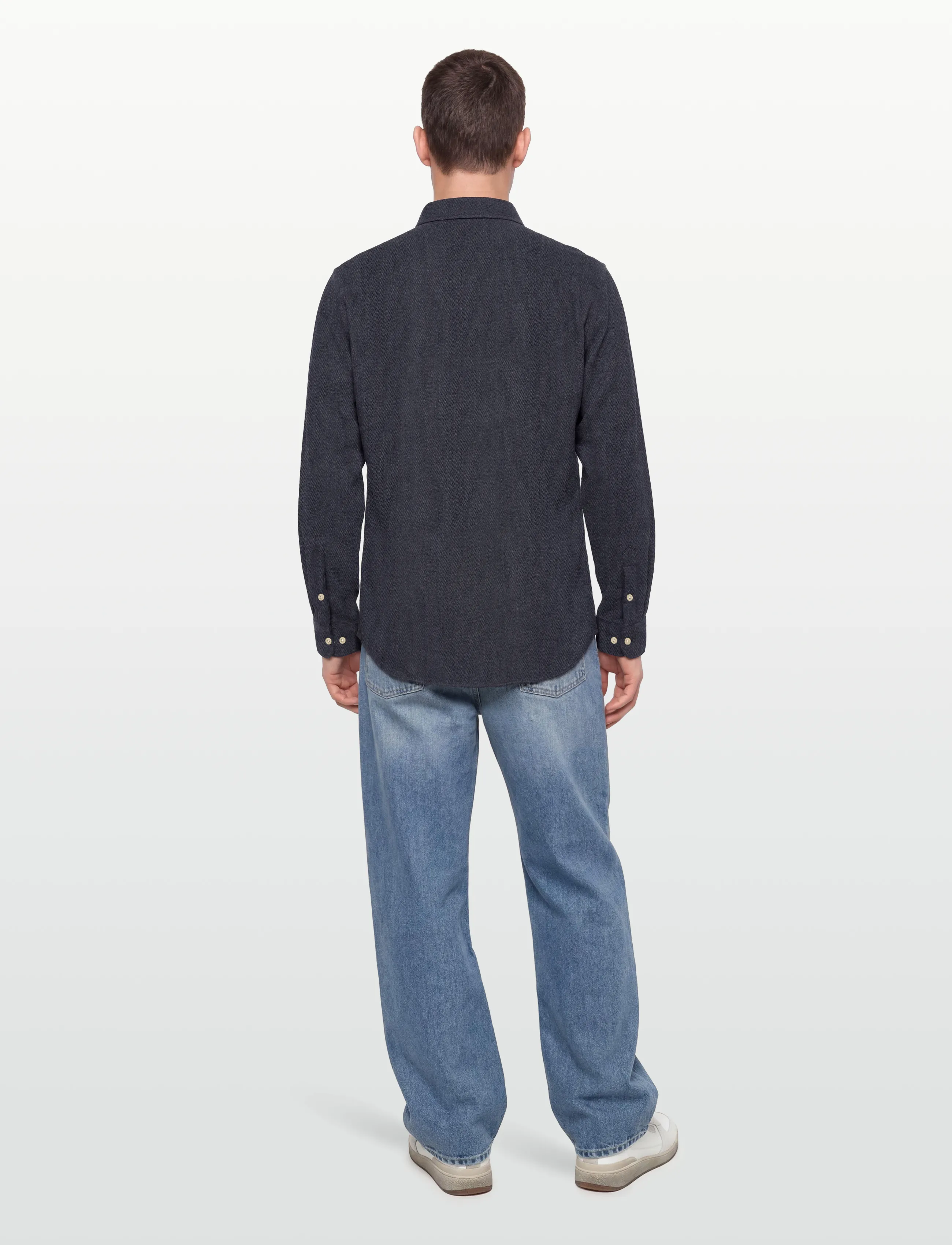 Morris - Flannel Donegal Shirt-Slim Fit - flanellskjortor - navy - 4