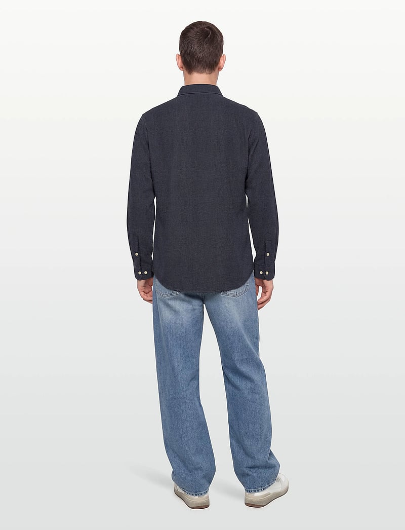 Morris - Flannel Donegal Shirt-Slim Fit - flannel-skjorter - navy - 4