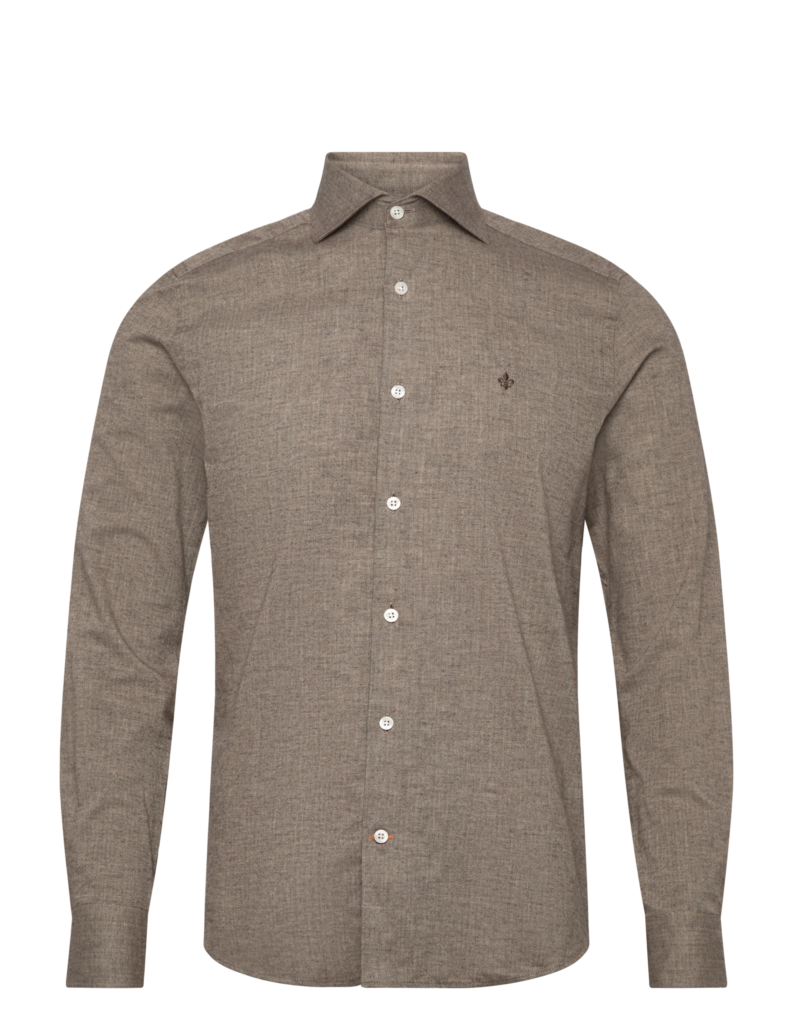 Morris Flannel Herringbone Shirt-Slim Fit - Skjorter - BROWN / brown