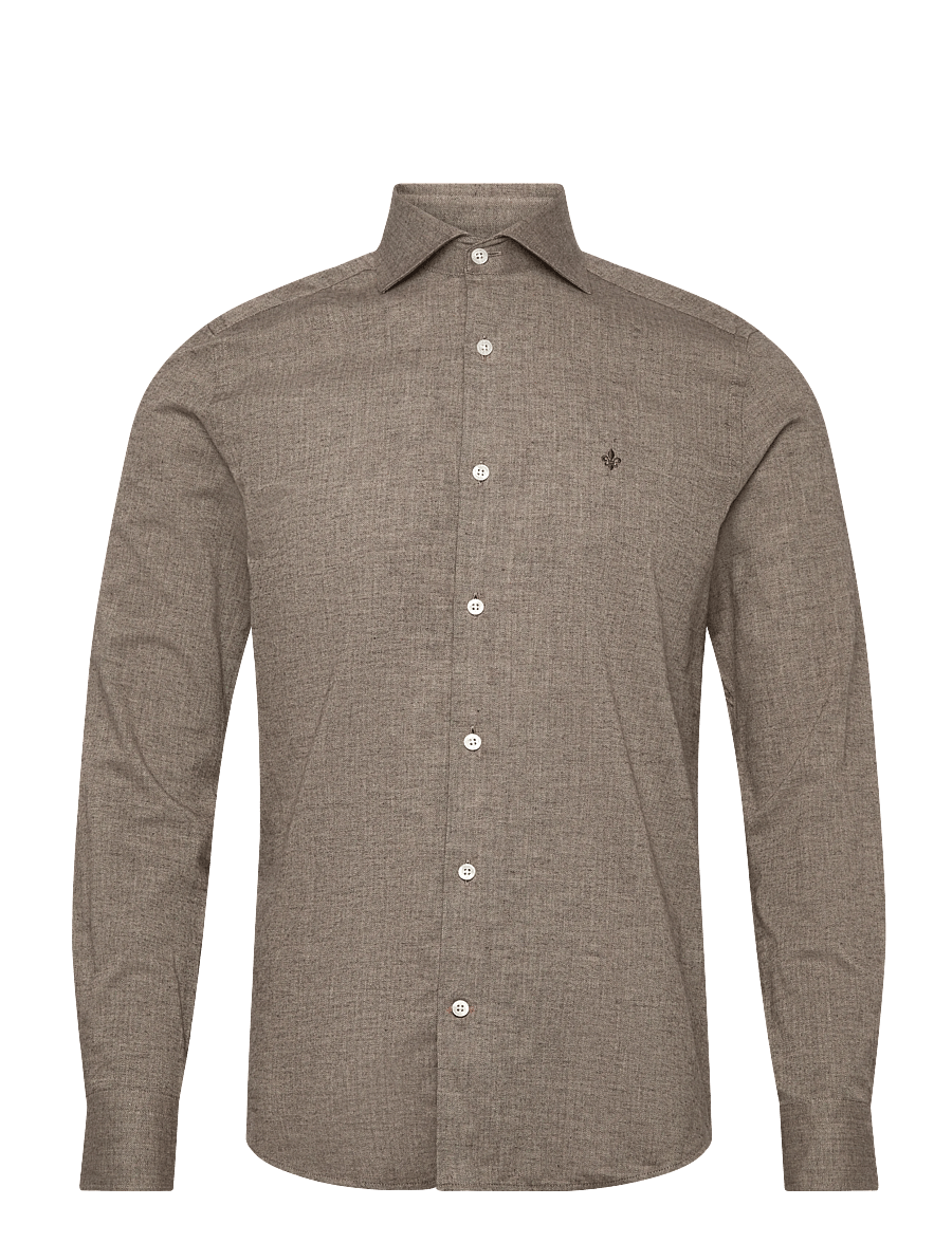Morris - Flannel Herringbone Shirt-Slim Fit - chemises en flanelle - brown - 0