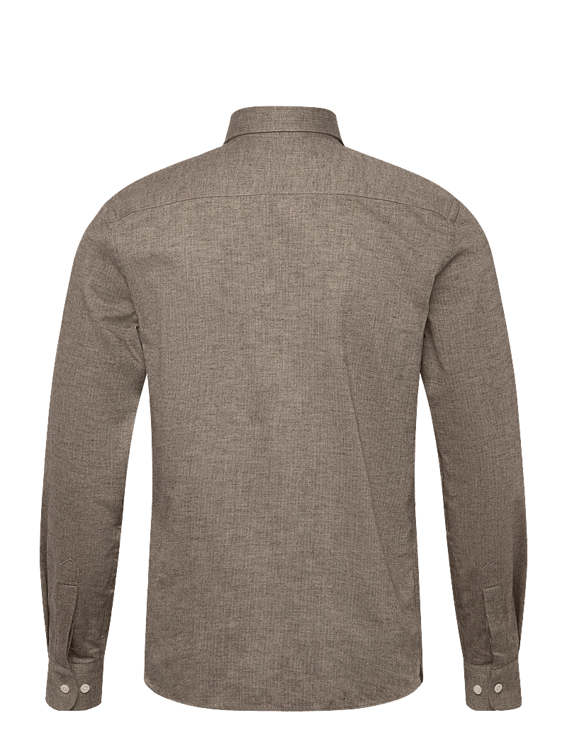 Morris - Flannel Herringbone Shirt-Slim Fit - flanellskjortor - brown - 1