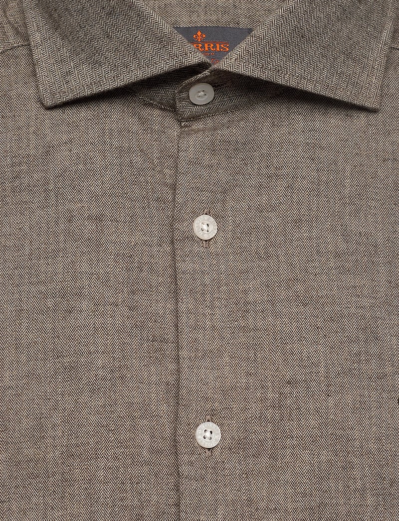 Morris - Flannel Herringbone Shirt-Slim Fit - flanellskjortor - brown - 2
