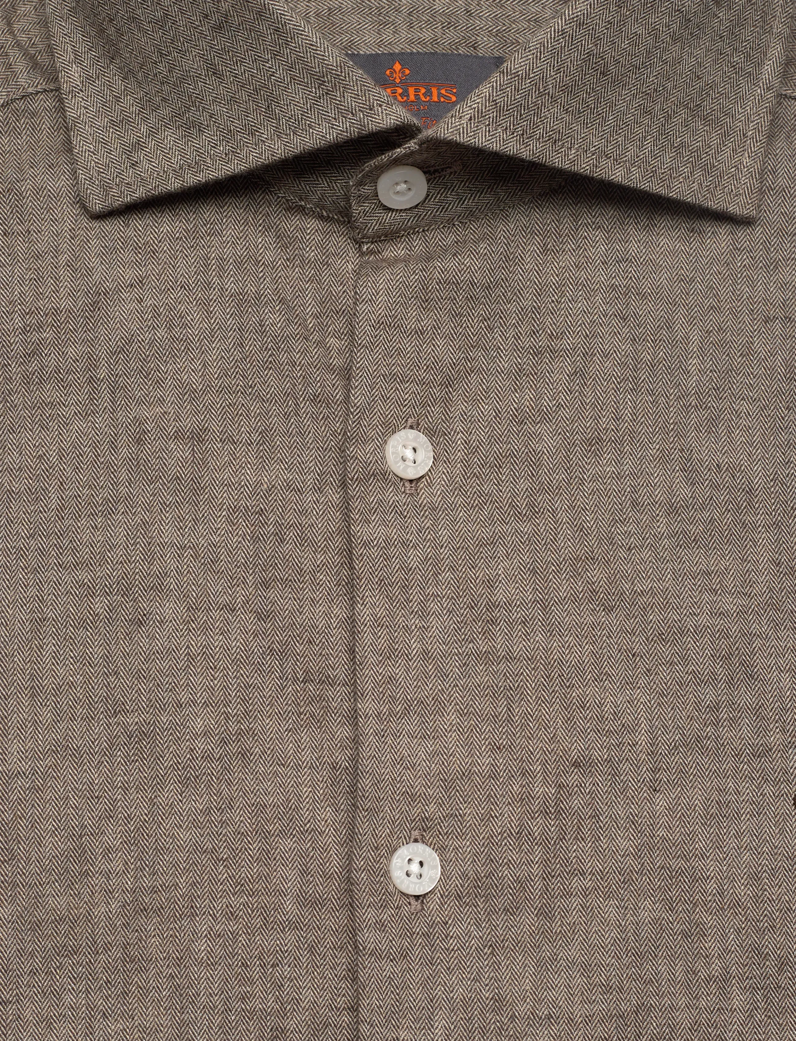 Morris - Flannel Herringbone Shirt-Slim Fit - chemises en flanelle - brown - 2
