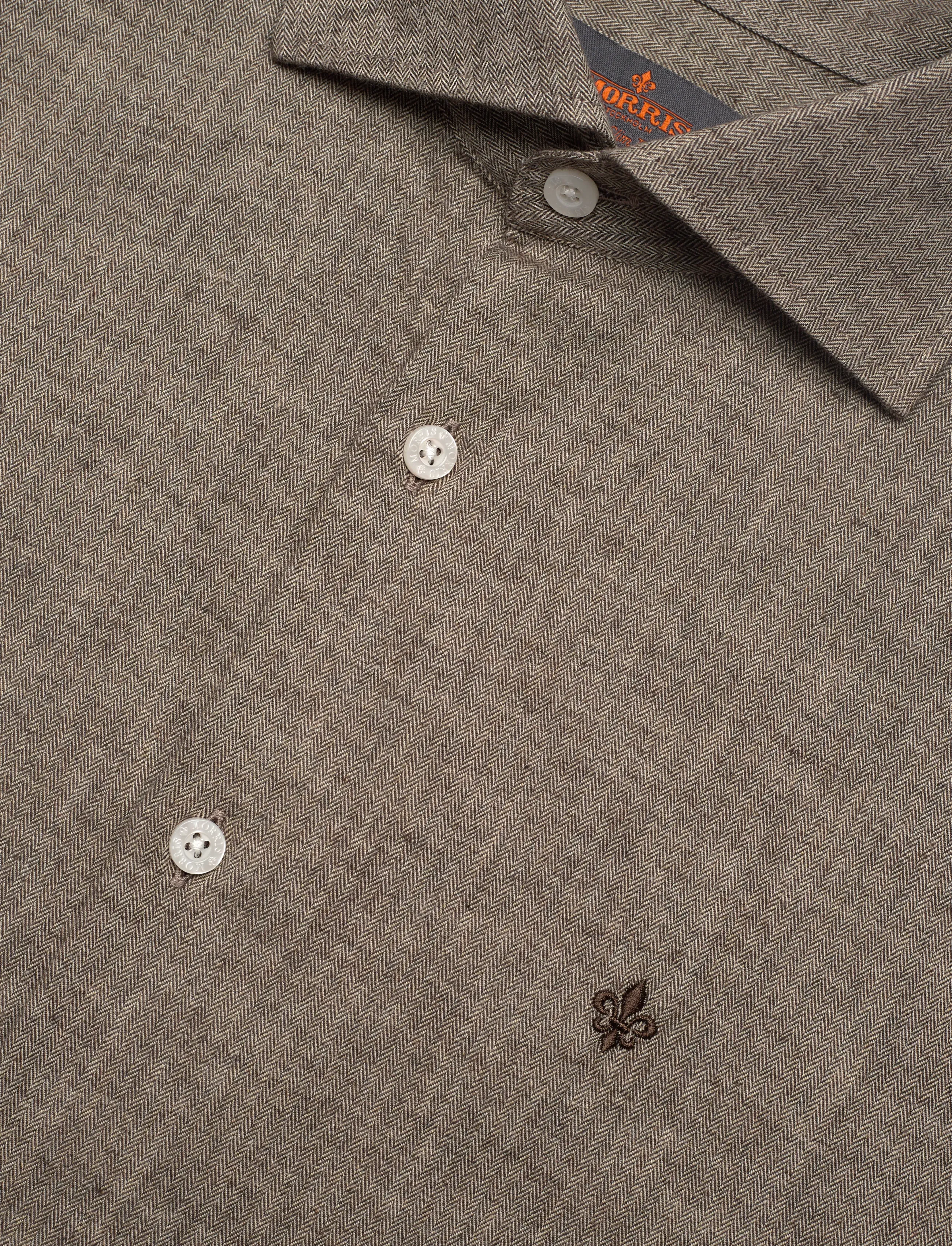 Morris - Flannel Herringbone Shirt-Slim Fit - chemises en flanelle - brown - 3
