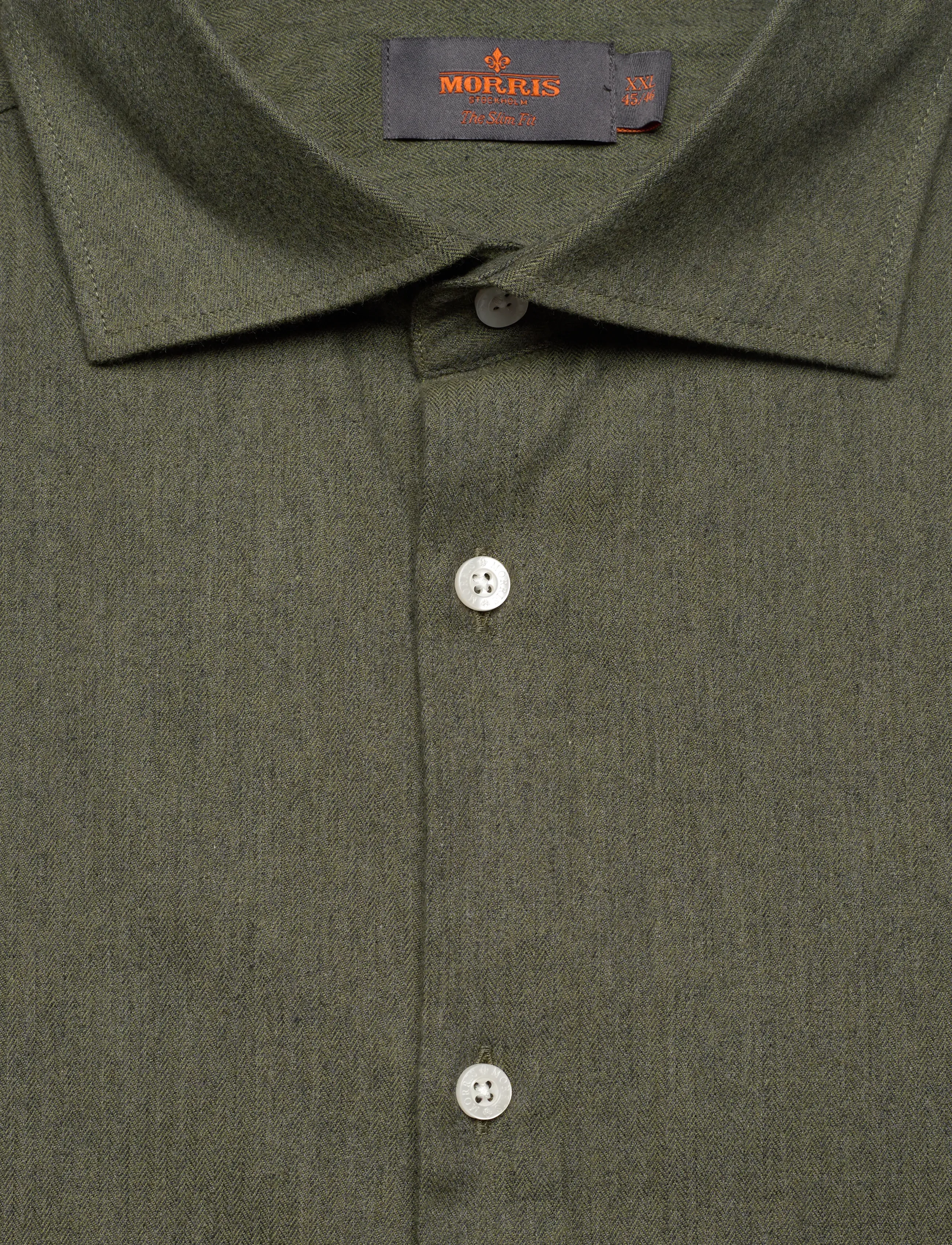 Morris - Flannel Herringbone Shirt-Slim Fit - herren - olive - 2