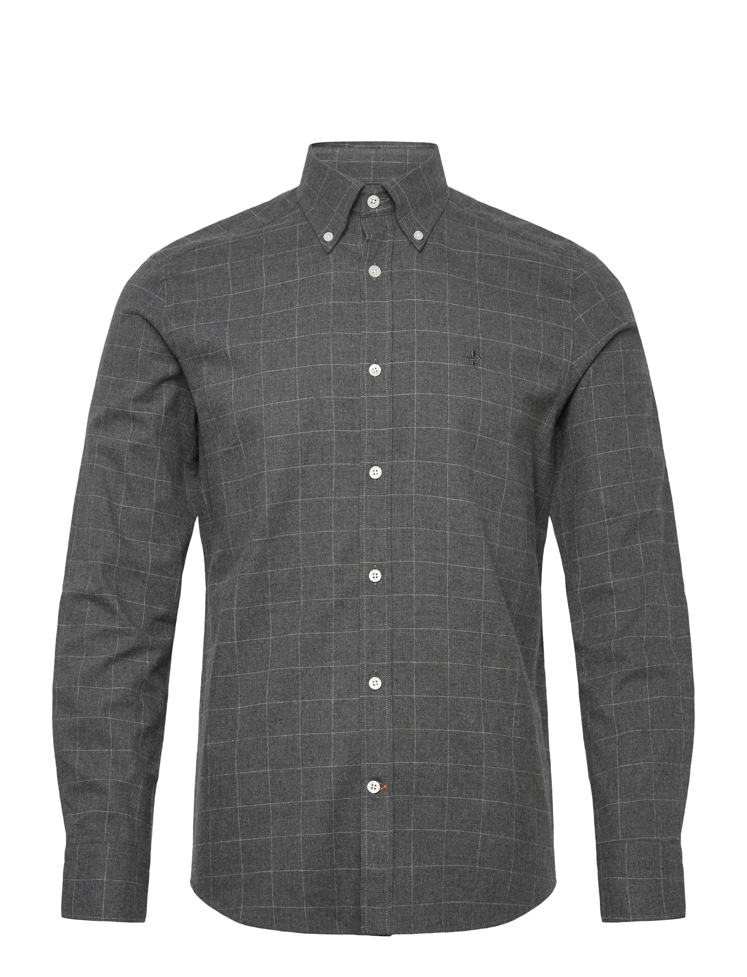 Morris Flannel Overcheck Shirt-Slim Fit - Casual skjortor - GREY / grey