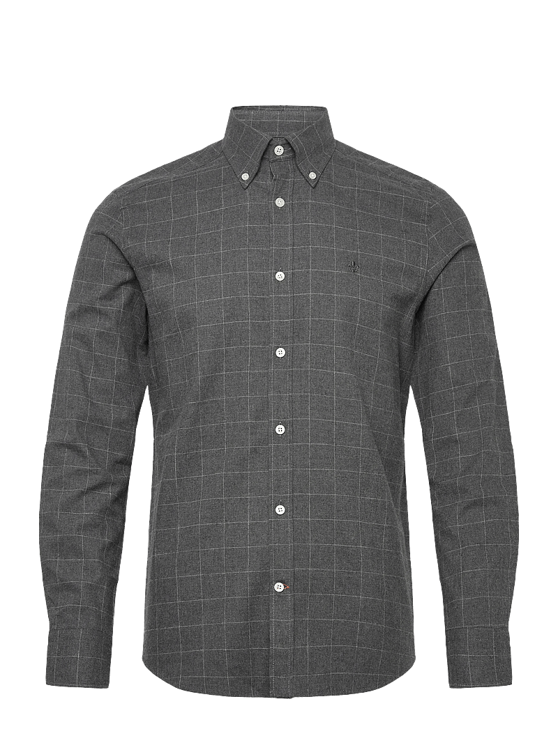 Morris - Flannel Overcheck Shirt-Slim Fit - flanellskjortor - grey - 1