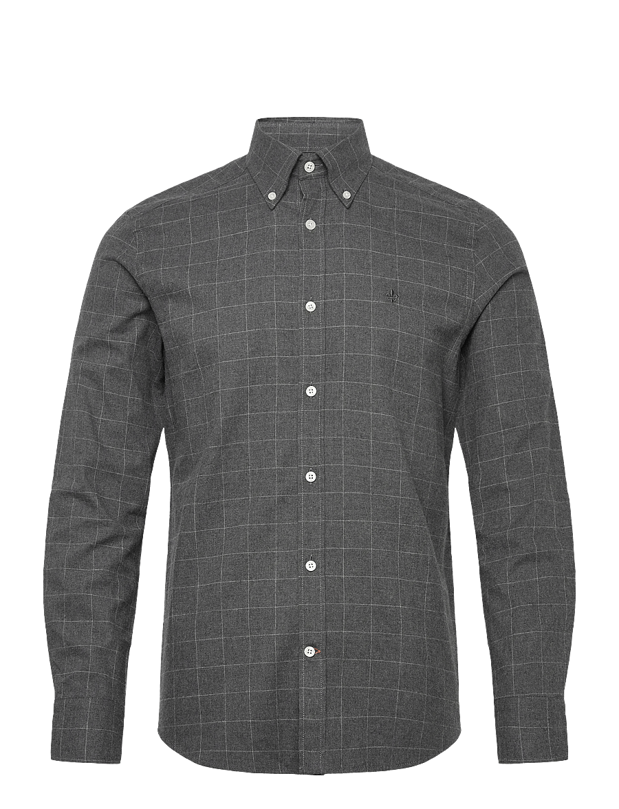 Morris - Flannel Overcheck Shirt-Slim Fit - flanell-hemden - grey - 1