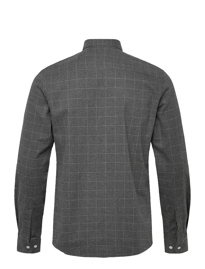 Morris - Flannel Overcheck Shirt-Slim Fit - flanellskjortor - grey - 2