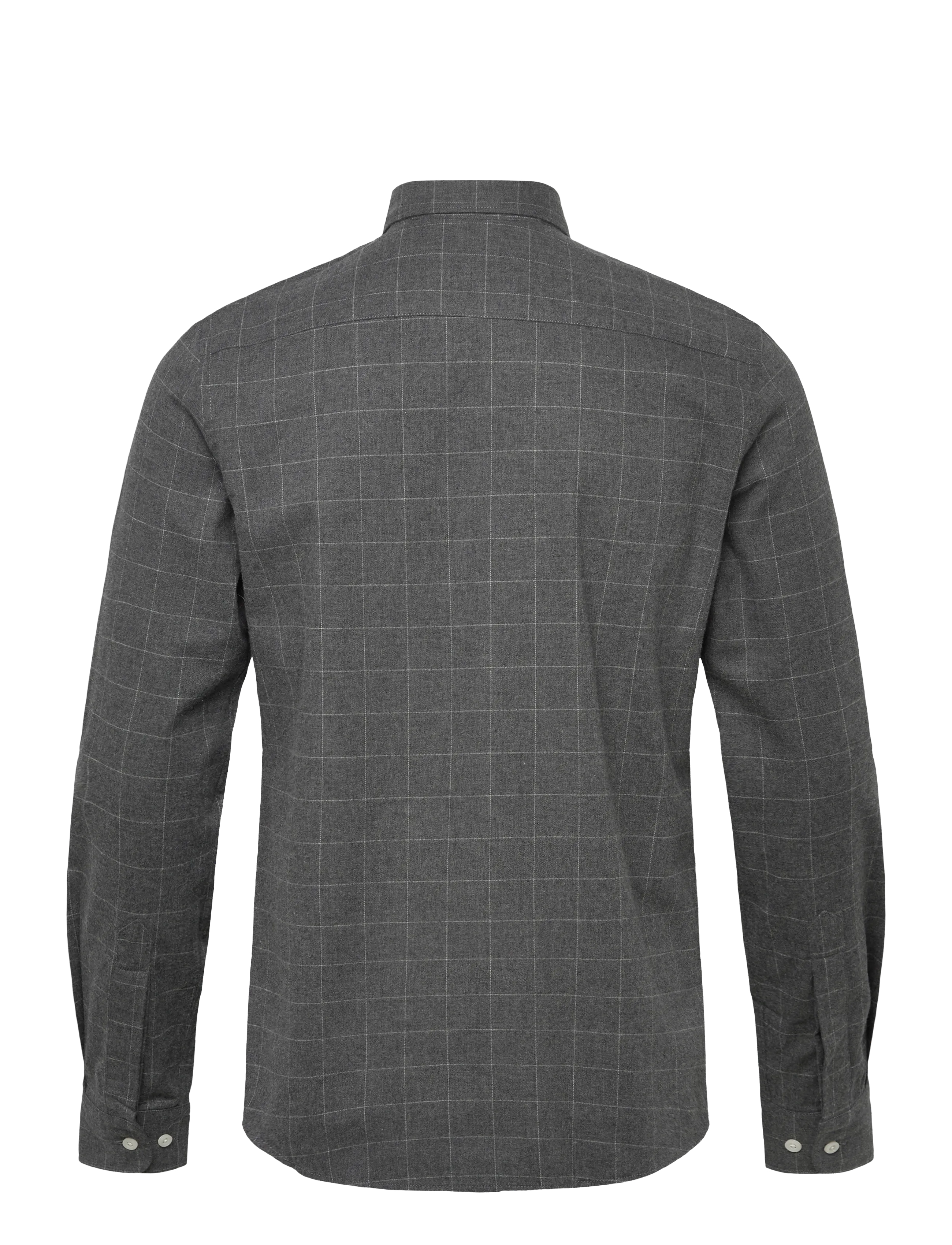 Morris - Flannel Overcheck Shirt-Slim Fit - flanell-hemden - grey - 2