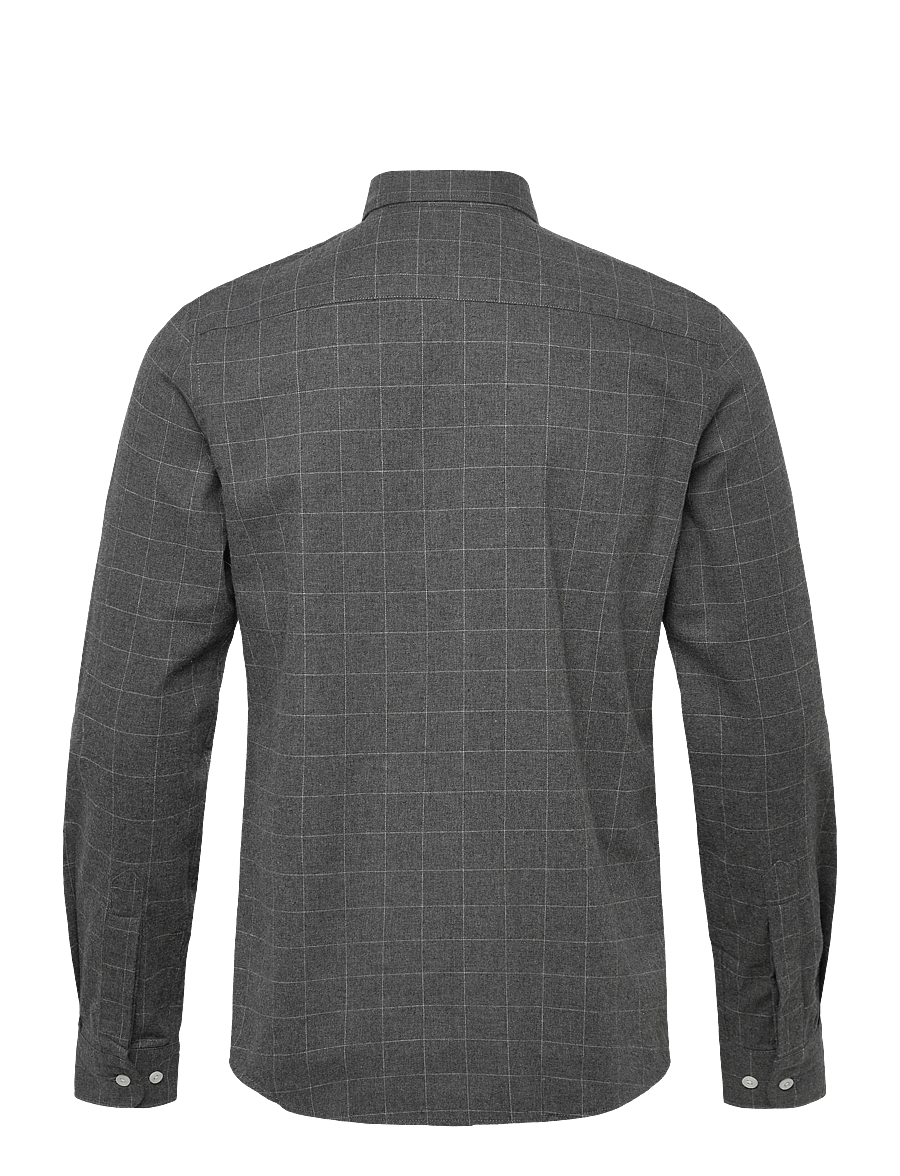 Morris - Flannel Overcheck Shirt-Slim Fit - flanell-hemden - grey - 2