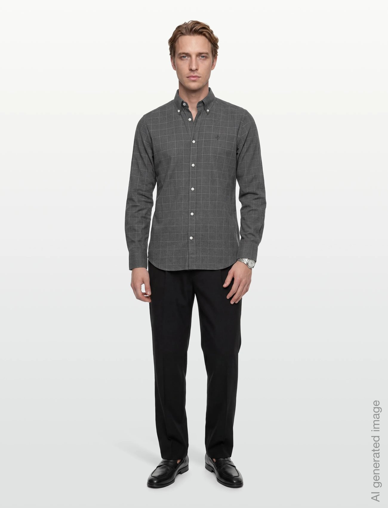 Flannel Overcheck Shirt-Slim Fit