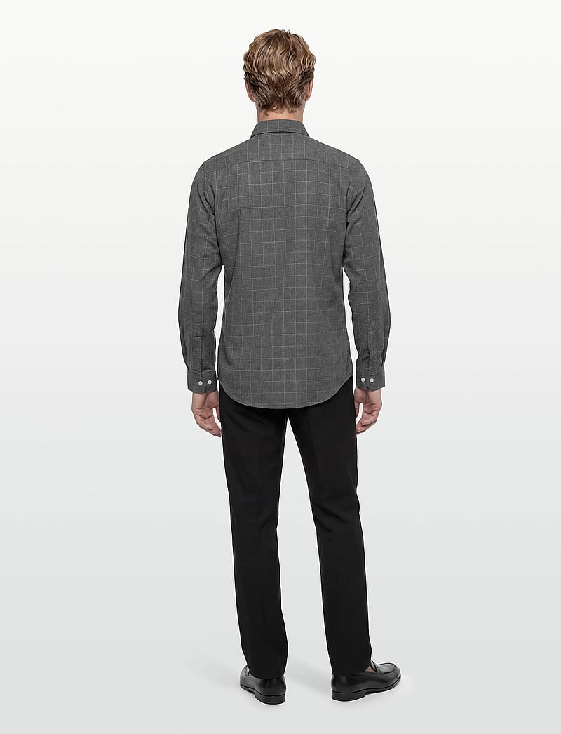 Morris - Flannel Overcheck Shirt-Slim Fit - flanellskjortor - grey - 4