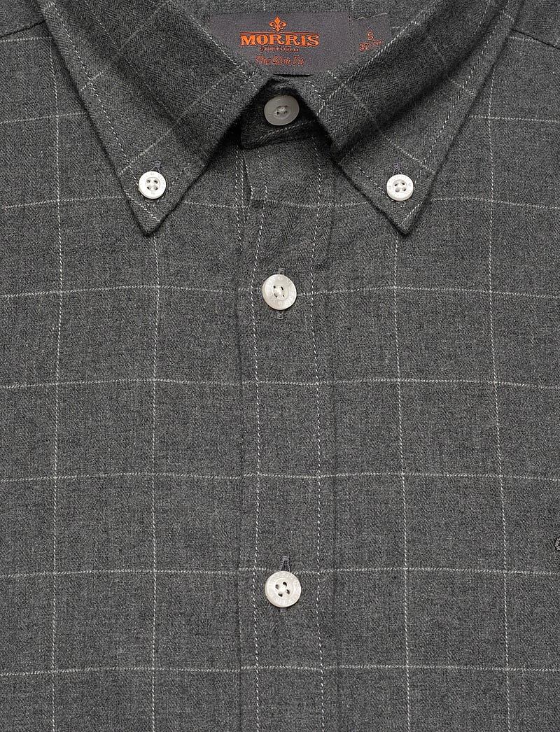 Morris - Flannel Overcheck Shirt-Slim Fit - flanellskjortor - grey - 5