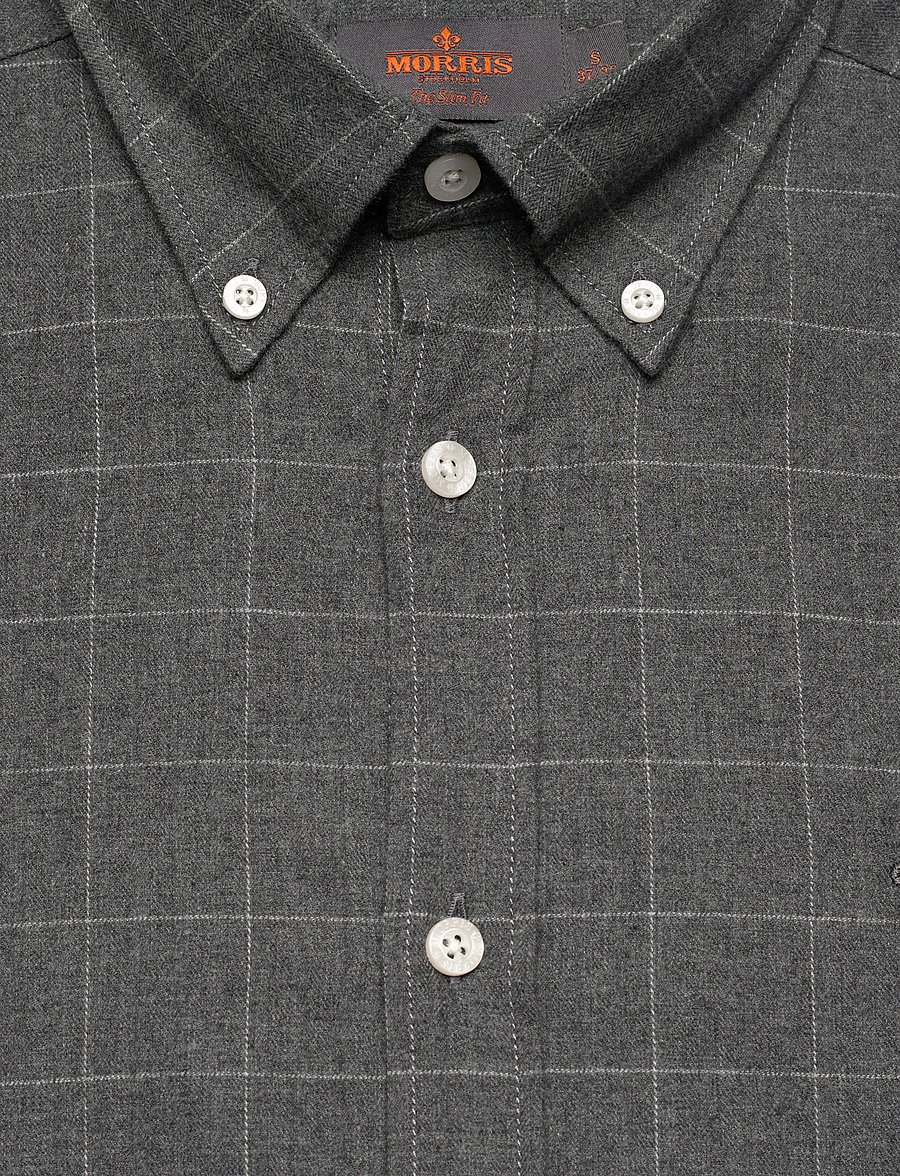 Morris - Flannel Overcheck Shirt-Slim Fit - flanell-hemden - grey - 5