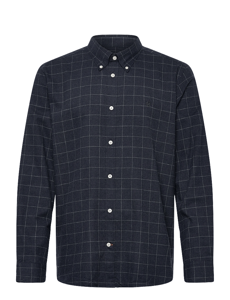 Morris - Flannel Overcheck Shirt-Slim Fit - flannel-skjorter - navy - 1