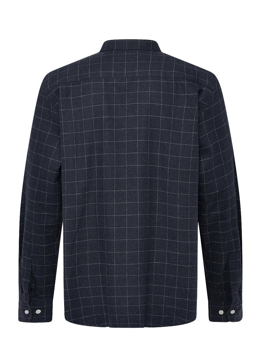 Morris - Flannel Overcheck Shirt-Slim Fit - chemises en flanelle - navy - 2