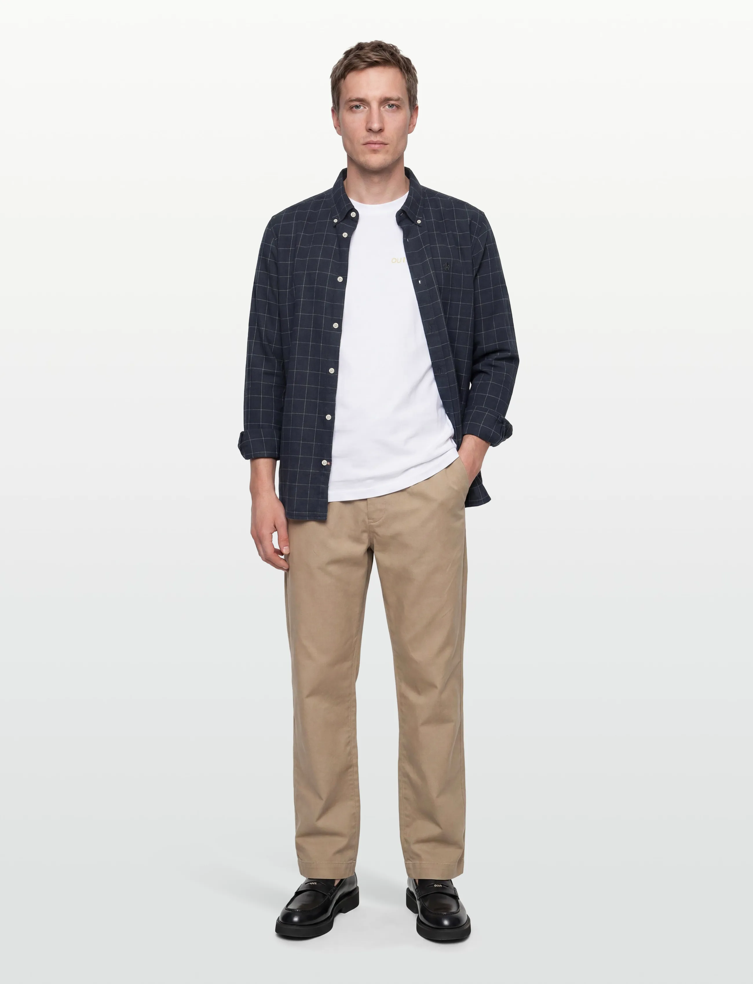 Morris Flannel Overcheck Shirt-Slim Fit, XXL, Shirts, Marineblau - Casual Männerswear