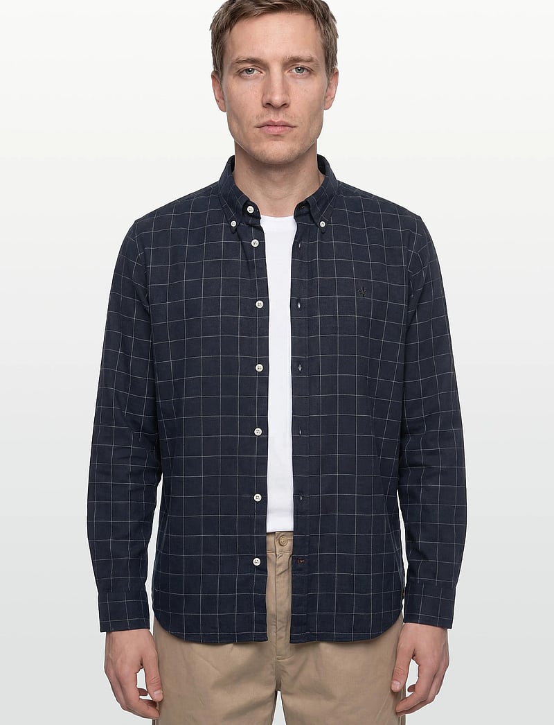 Morris - Flannel Overcheck Shirt-Slim Fit - flannel-skjorter - navy - 3