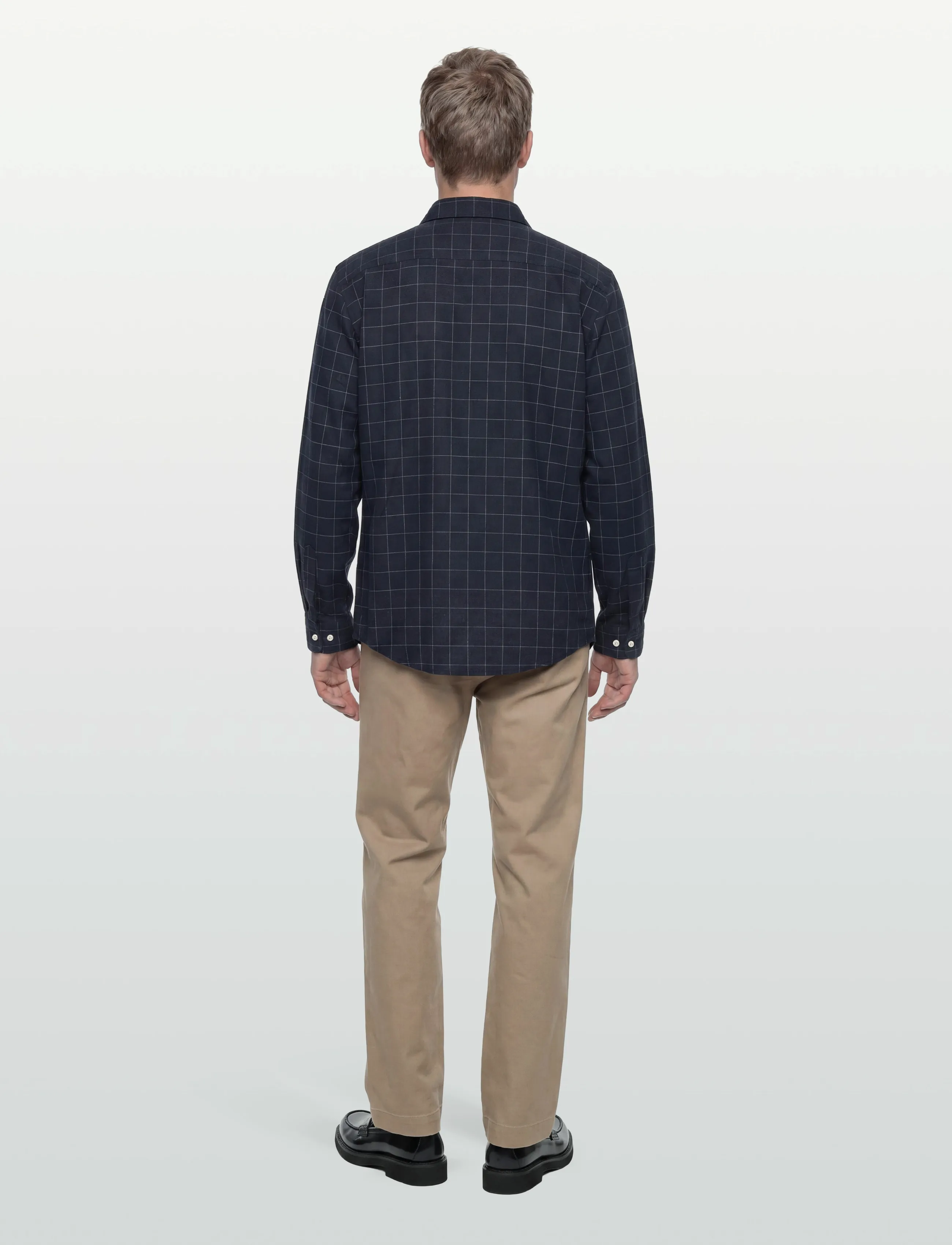 Morris - Flannel Overcheck Shirt-Slim Fit - chemises en flanelle - navy - 4
