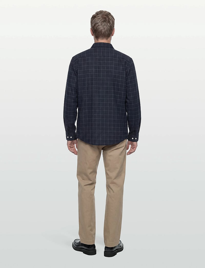 Morris - Flannel Overcheck Shirt-Slim Fit - flannel-skjorter - navy - 4