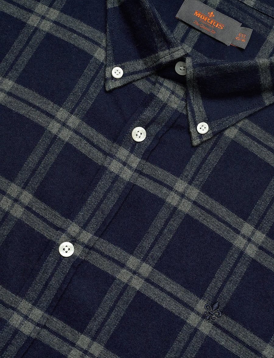 Morris - Flannel Tartan Shirt-Classic Fit - flanell-hemden - dark grey - 3