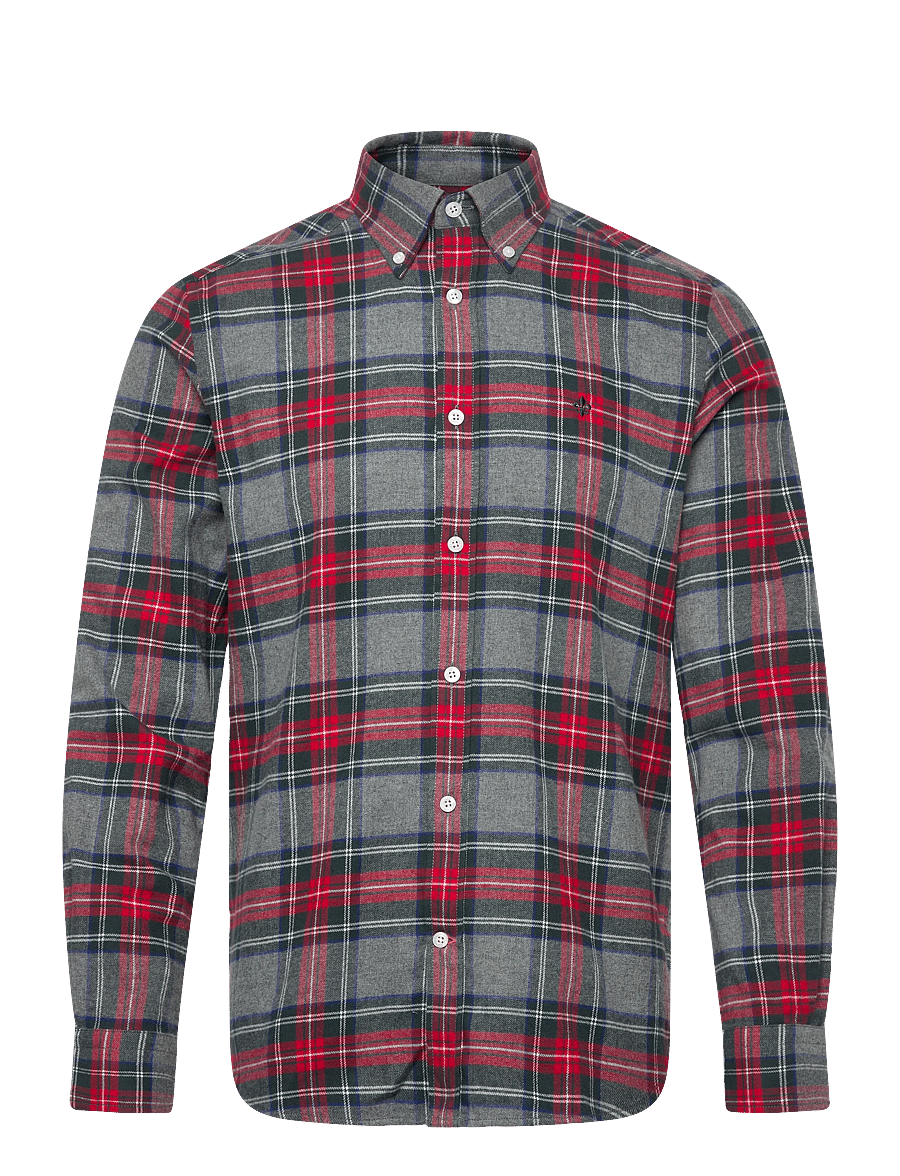 Morris - Flannel Tartan Shirt-Classic Fit - flanellskjortor - grey - 0