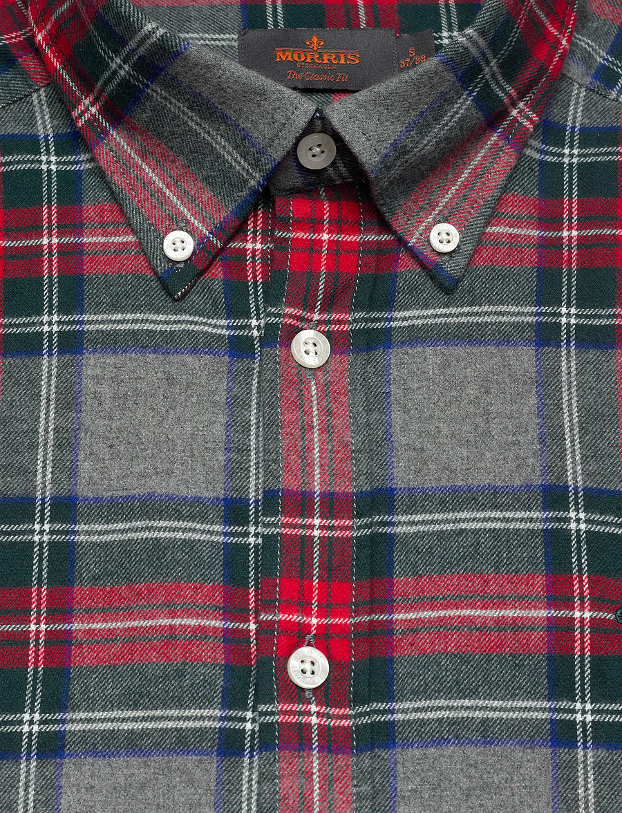 Morris - Flannel Tartan Shirt-Classic Fit - flanellskjortor - grey - 2