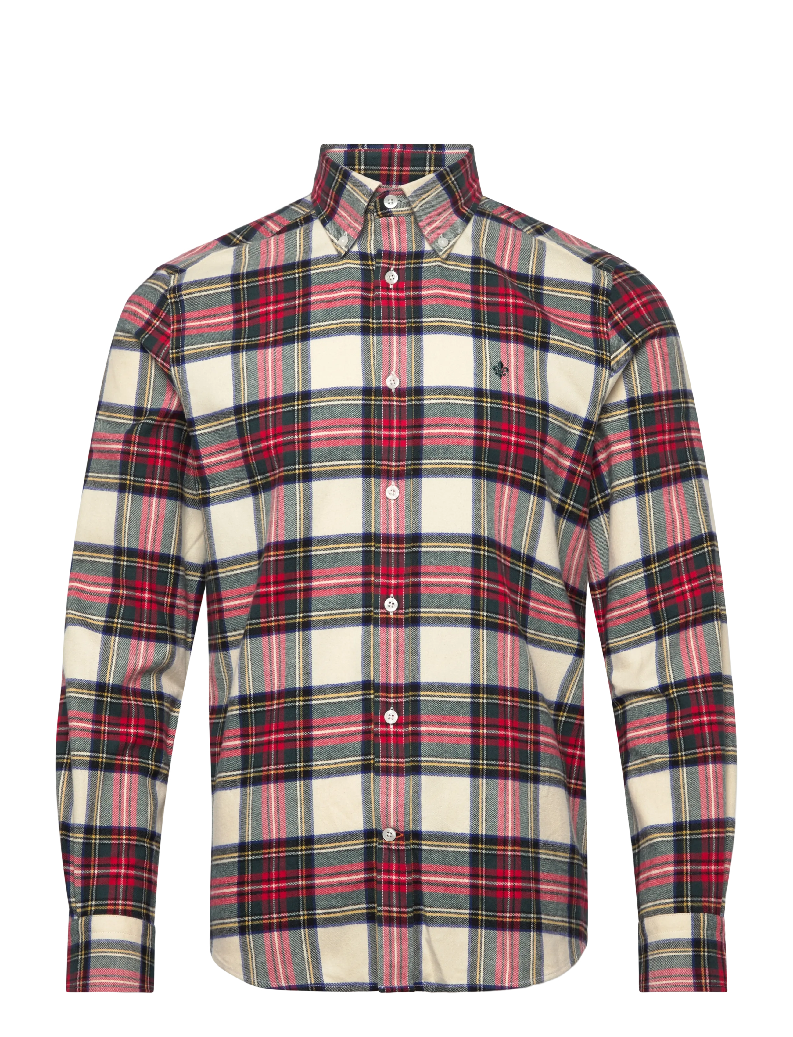 Morris Flannel Tartan Shirt-Classic Fit - Morris Stockholm - OFF WHITE / multi