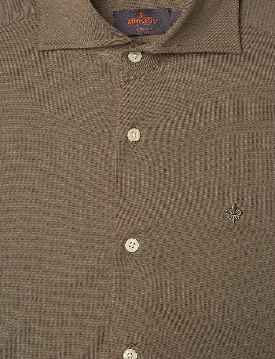 Morris - Dressed Jersey Shirt-Slim Fit - formelle hemden - olive - 2