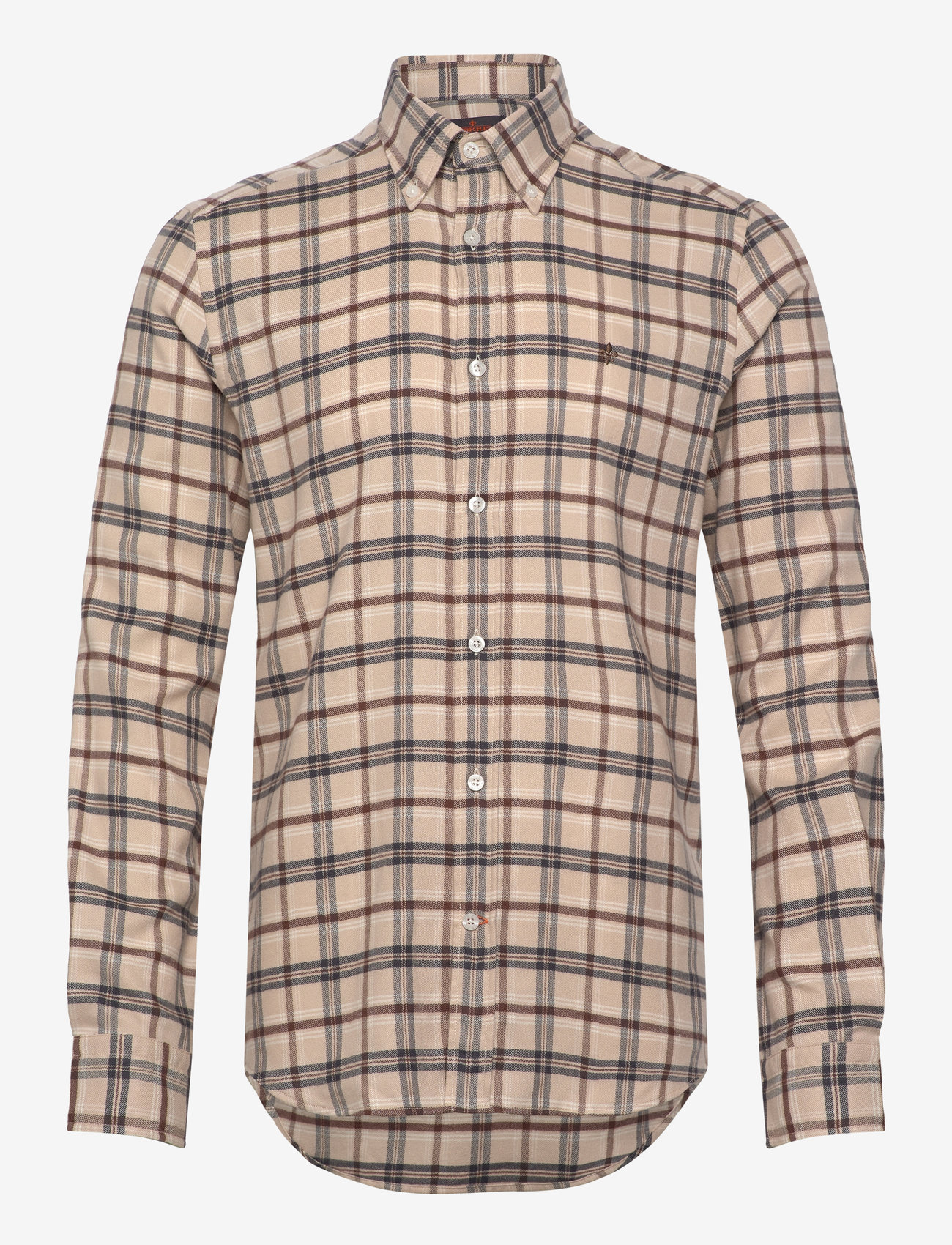 Morris - Soft Check Flannel-Slim Fit - mænd - camel - 0
