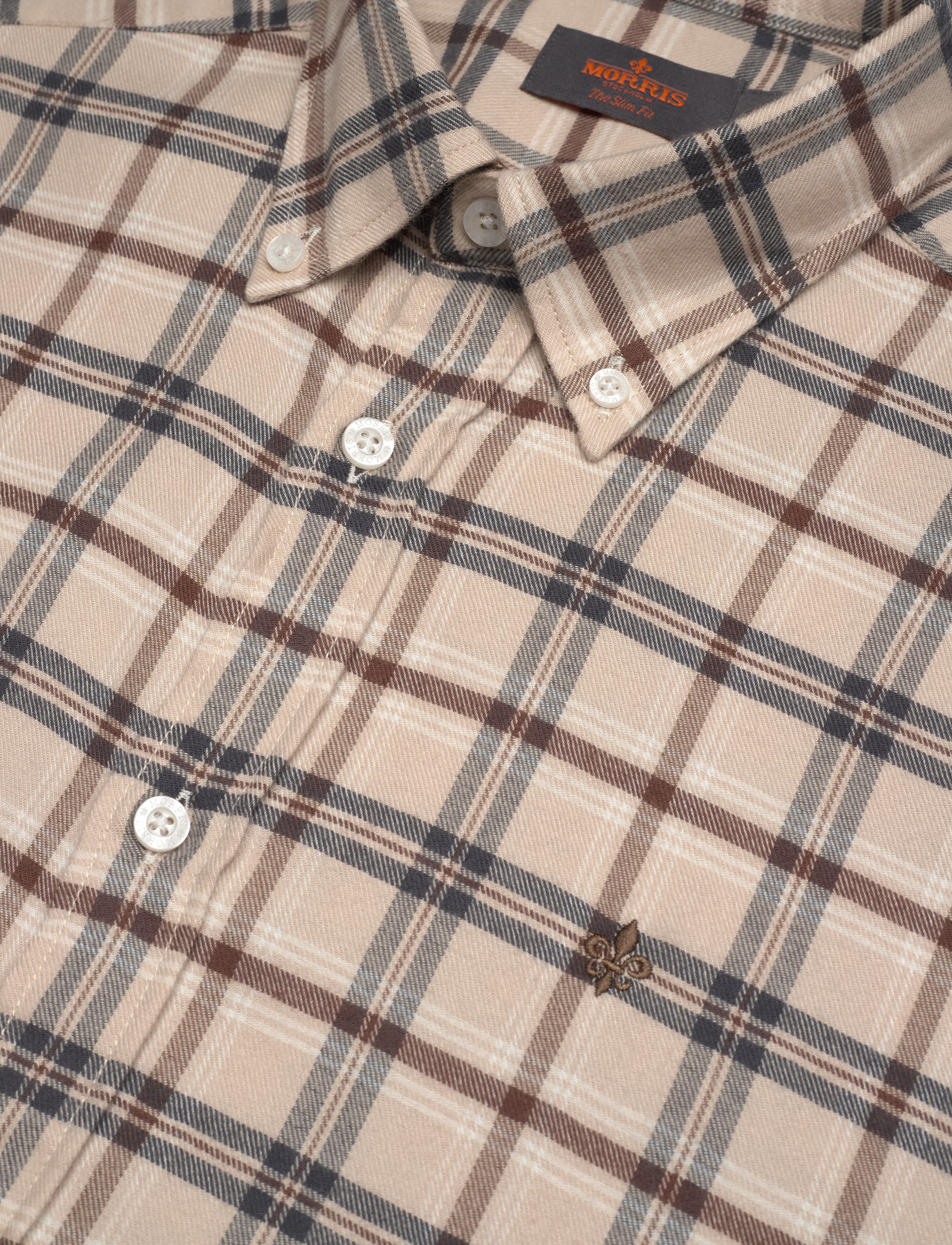 Morris - Soft Check Flannel-Slim Fit - mehed - camel - 3