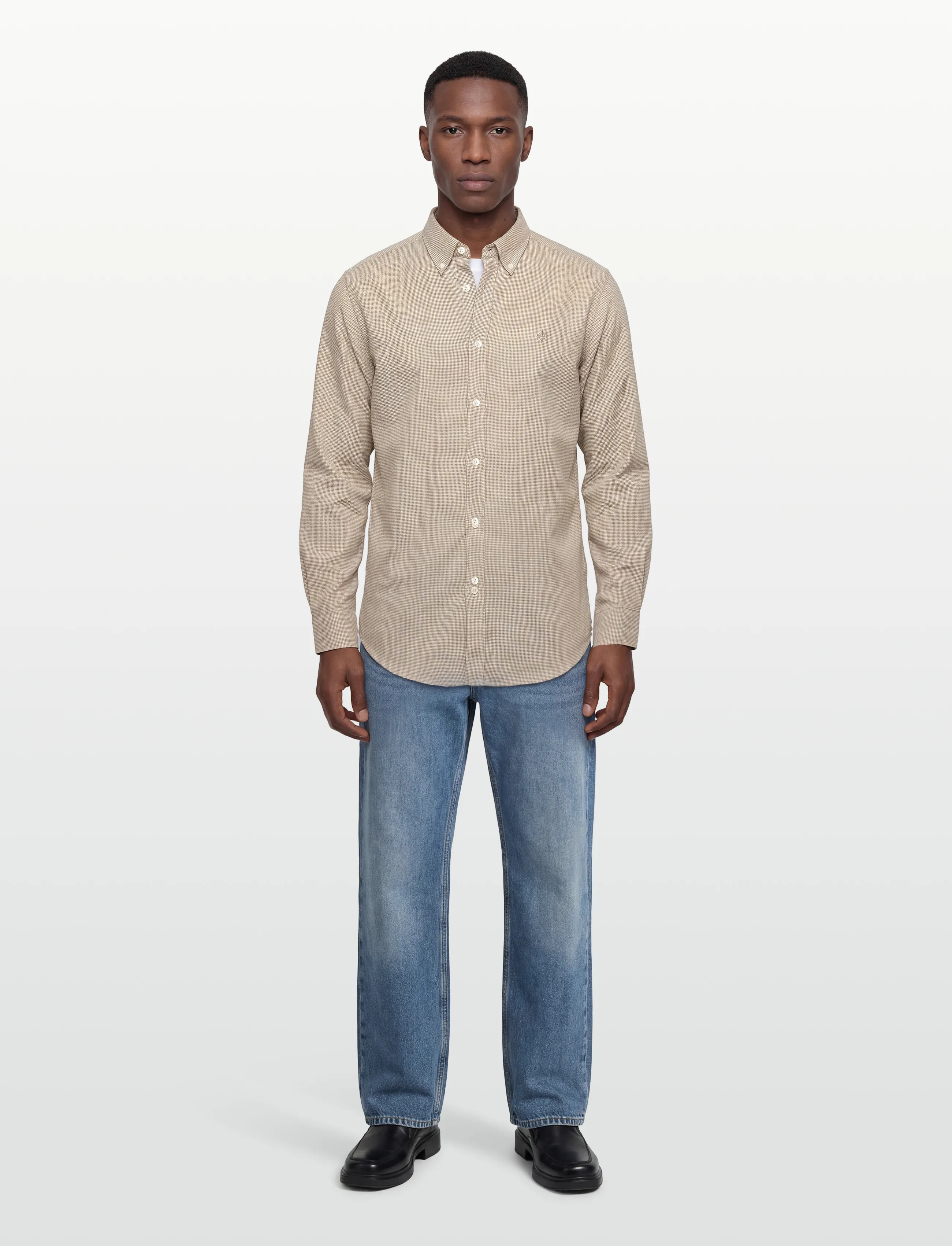 Morris Soft Check Flannel-Slim Fit - Shirts - KHAKI / beige