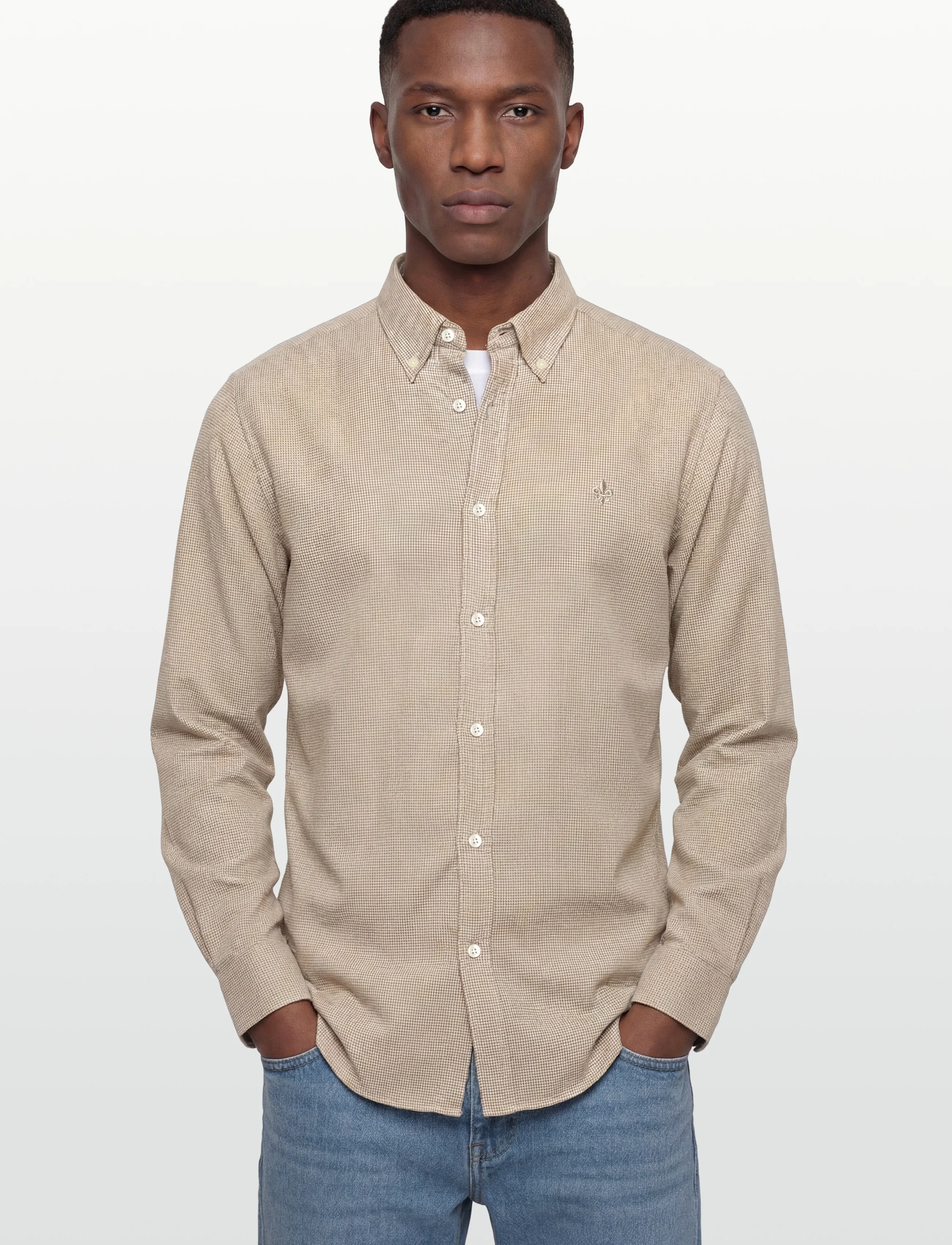 Morris - Soft Check Flannel-Slim Fit - mænd - khaki - 3