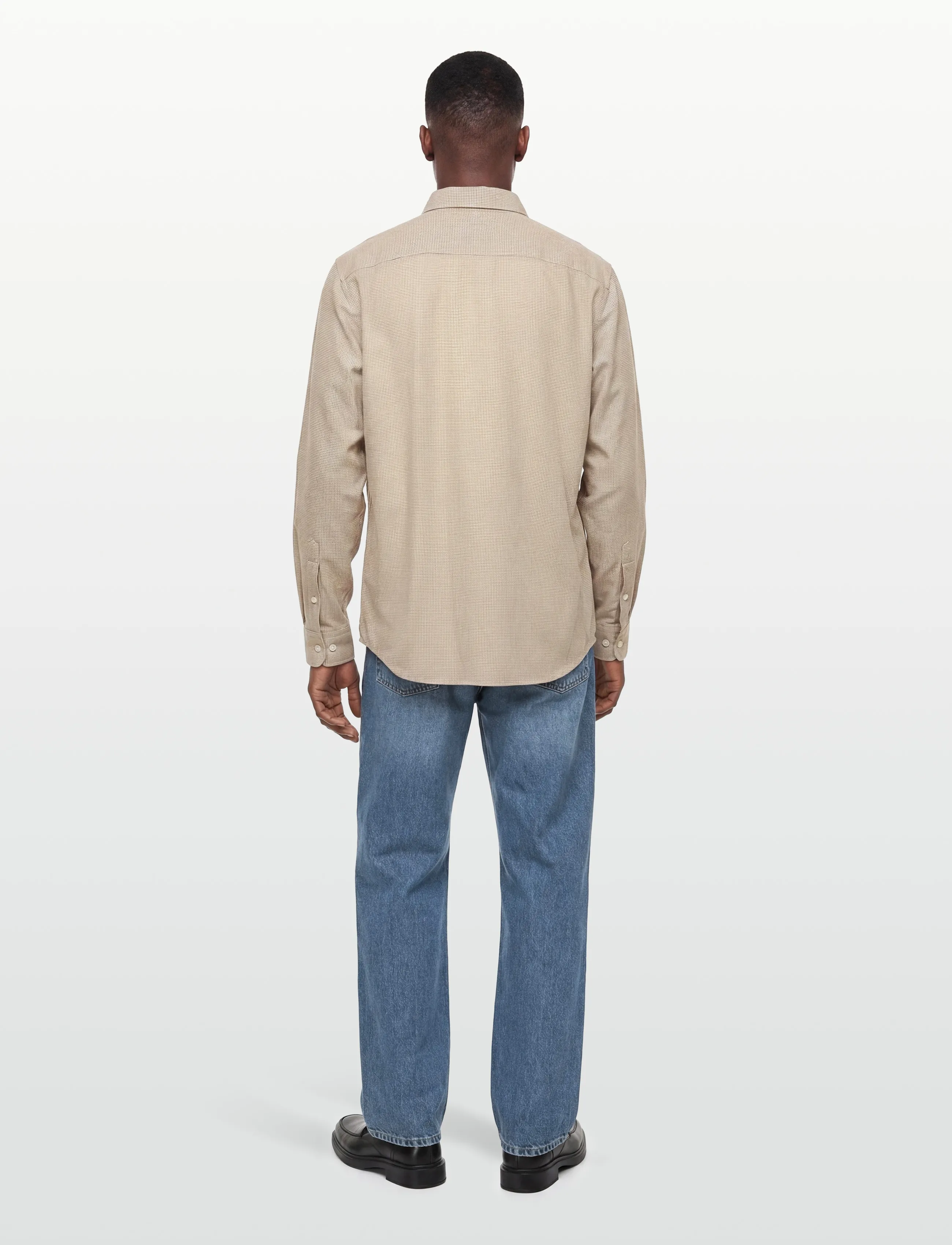 Morris - Soft Check Flannel-Slim Fit - mænd - khaki - 4