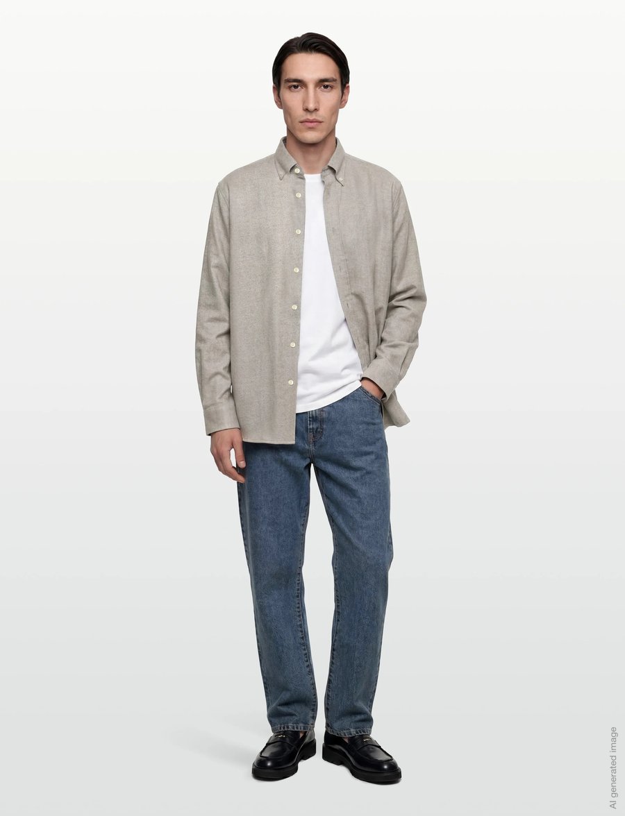Morris - Soft Lama Shirt-Slim Fit - casual skjortor - khaki - 0