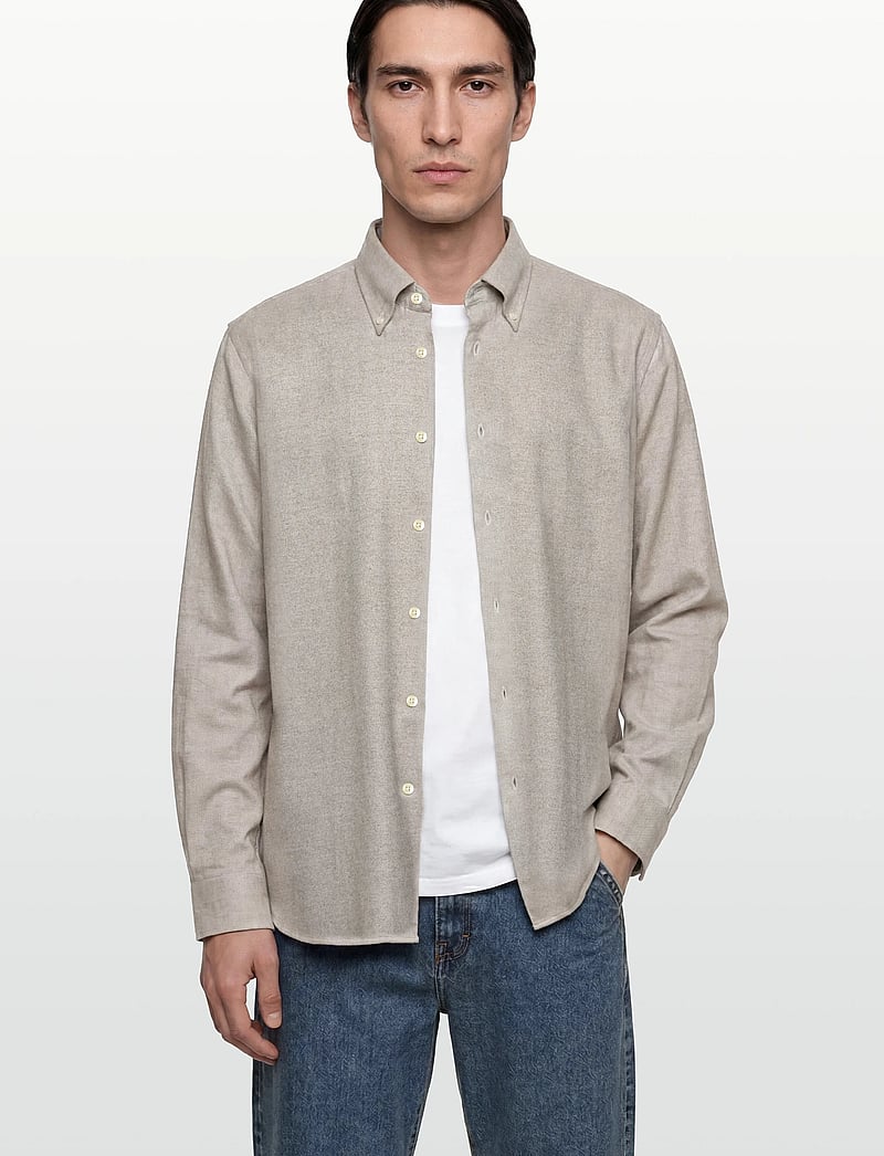 Morris - Soft Lama Shirt-Slim Fit - casual skjorter - khaki - 3