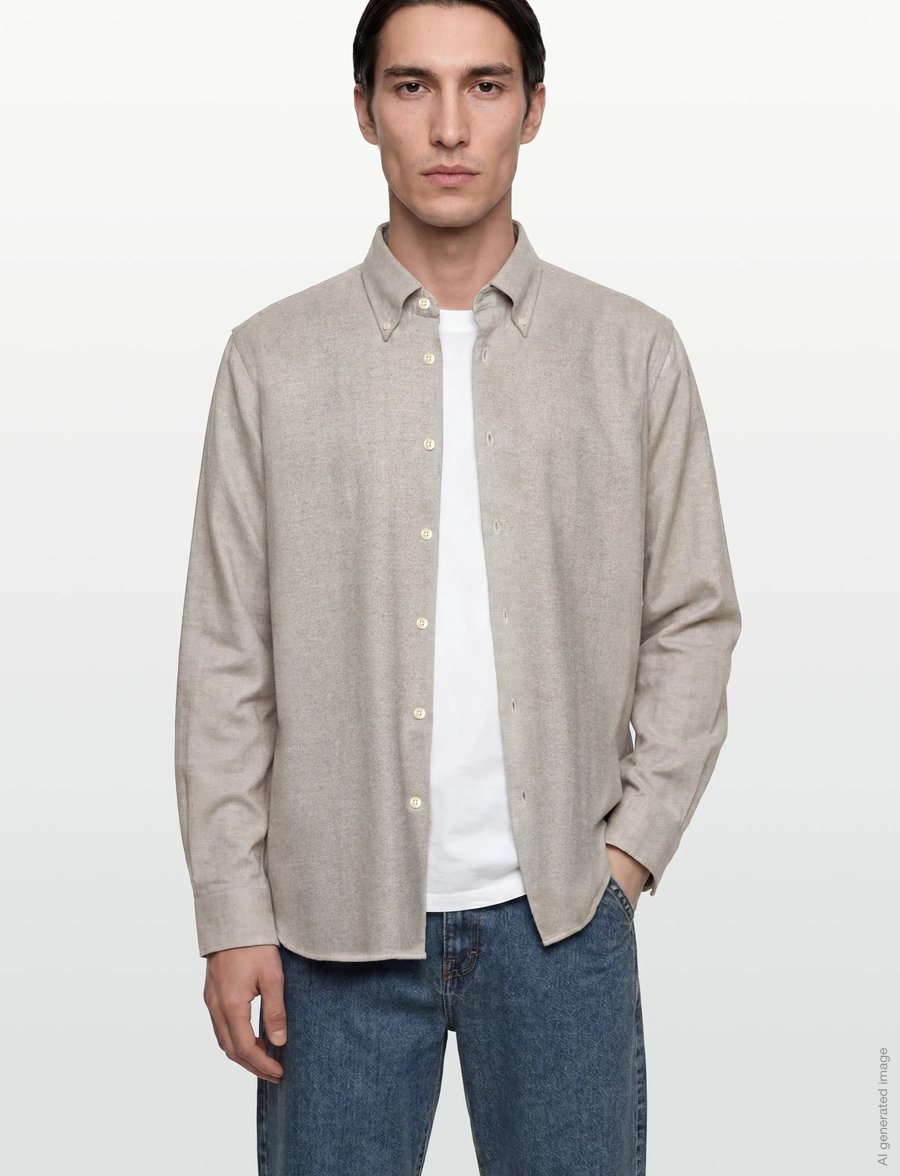 Morris - Soft Lama Shirt-Slim Fit - casual skjortor - khaki - 3