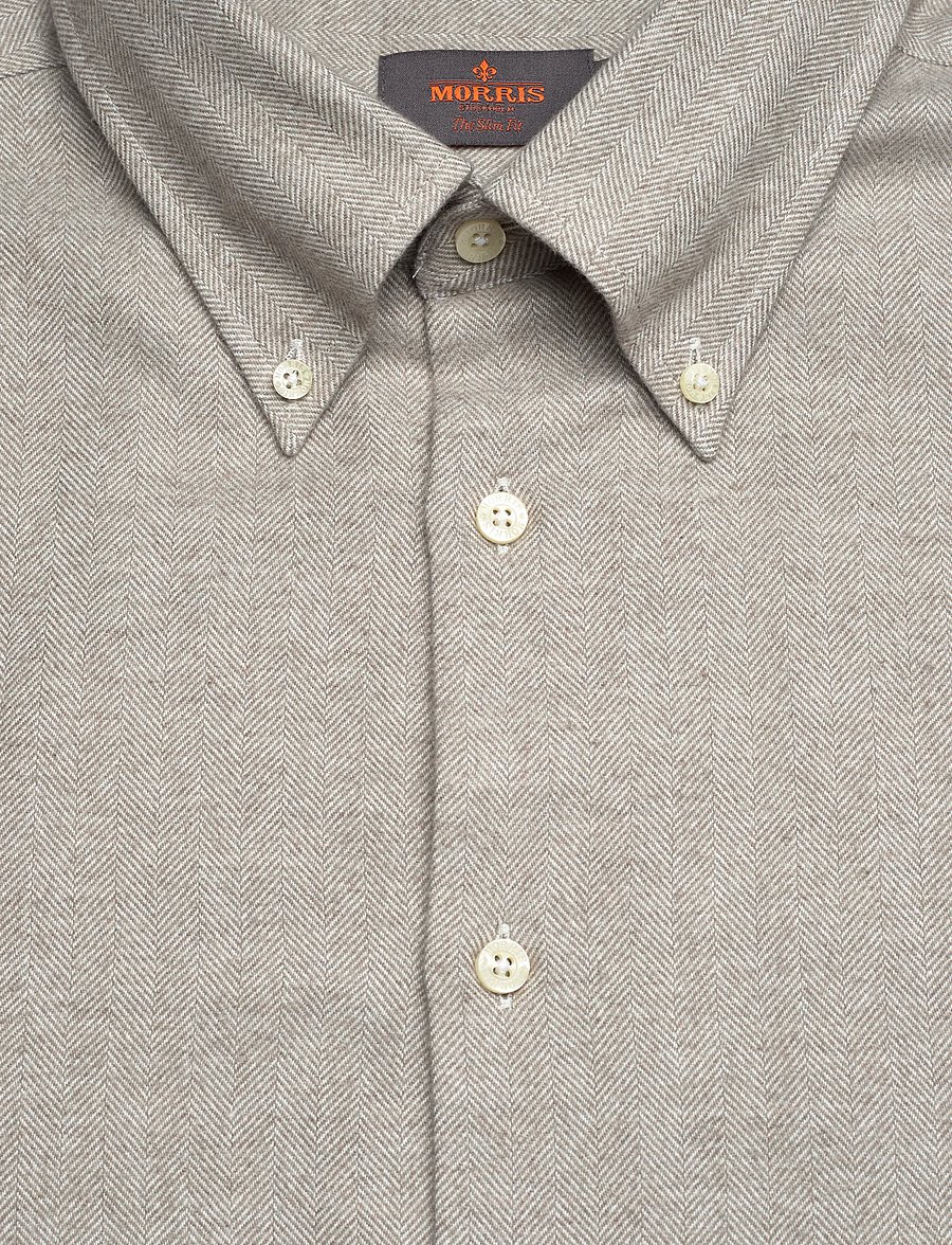 Morris - Soft Lama Shirt-Slim Fit - casual skjortor - khaki - 5
