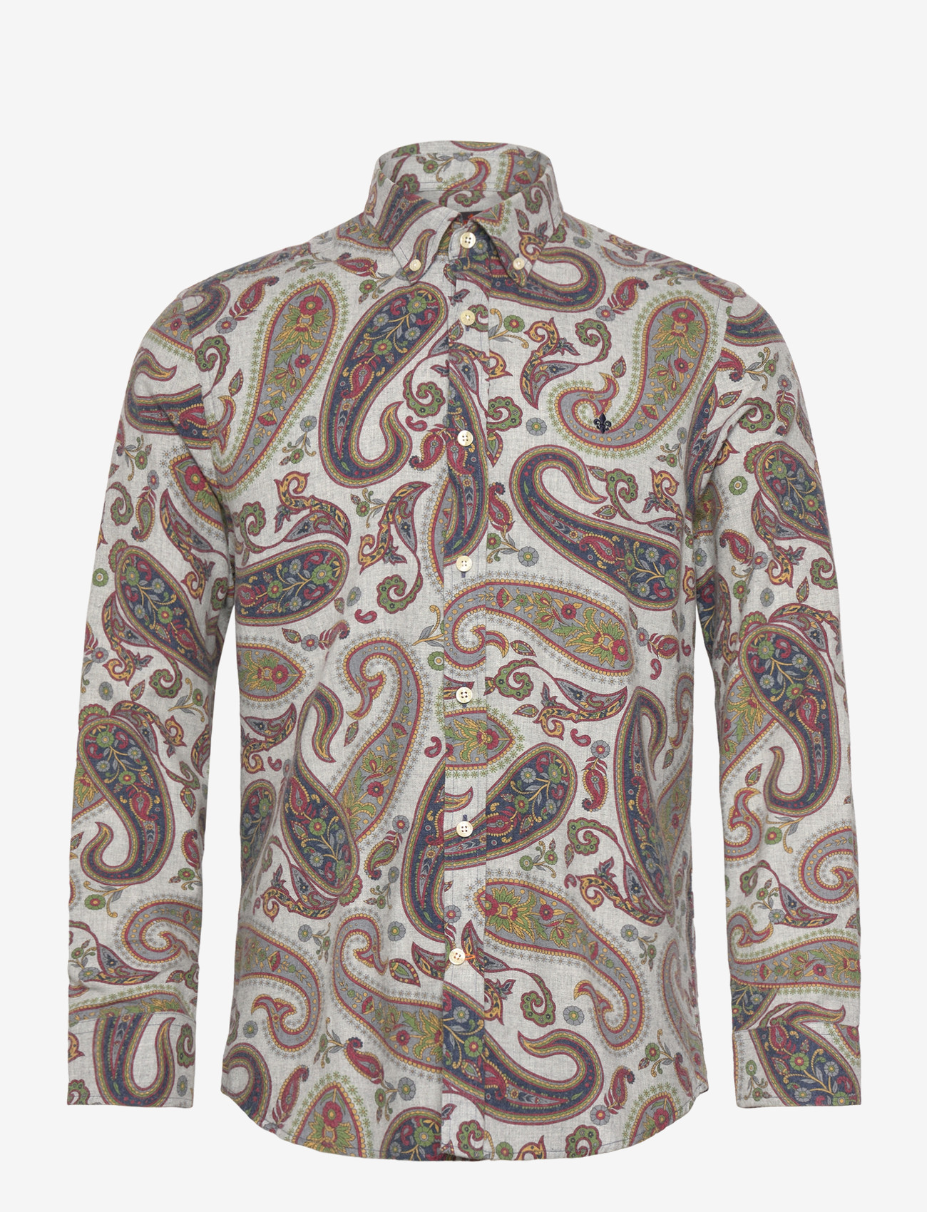 Morris - Flannel Paisley Shirt-Slim Fit - mønstrede skjorter - grey - 0