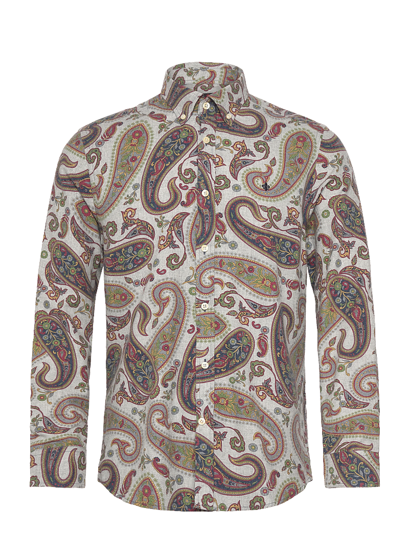 Morris - Flannel Paisley Shirt-Slim Fit - mønstrede skjorter - grey - 0