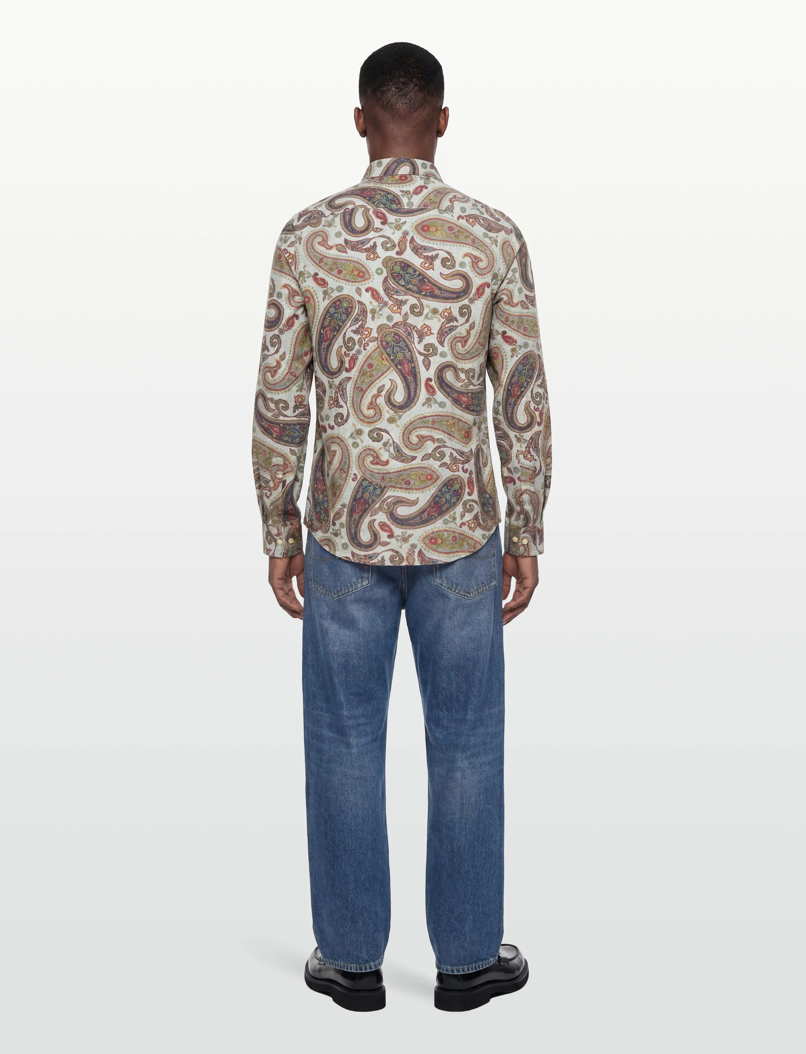 Morris - Flannel Paisley Shirt-Slim Fit - mønstrede skjorter - grey - 4