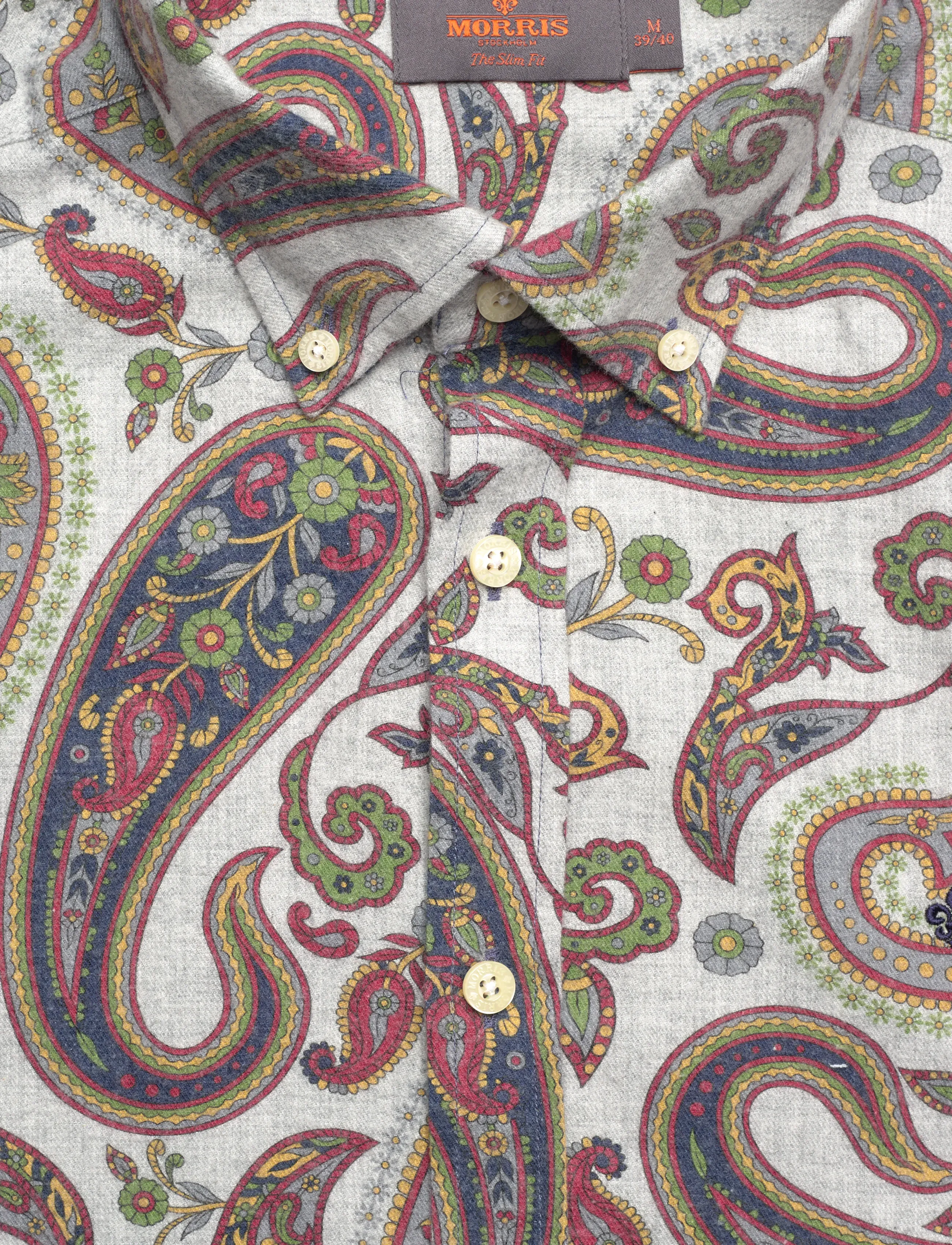 Morris - Flannel Paisley Shirt-Slim Fit - mønstrede skjorter - grey - 5