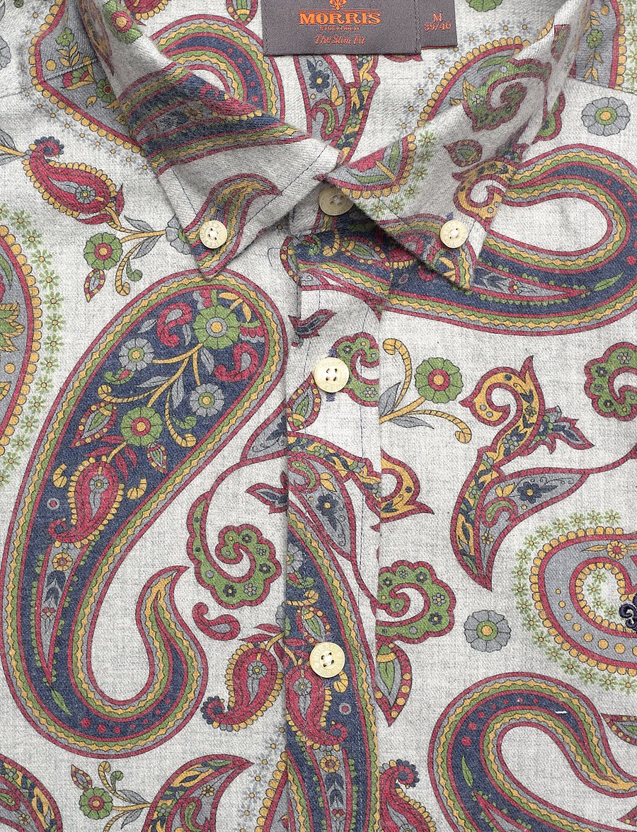 Morris - Flannel Paisley Shirt-Slim Fit - mønstrede skjorter - grey - 5