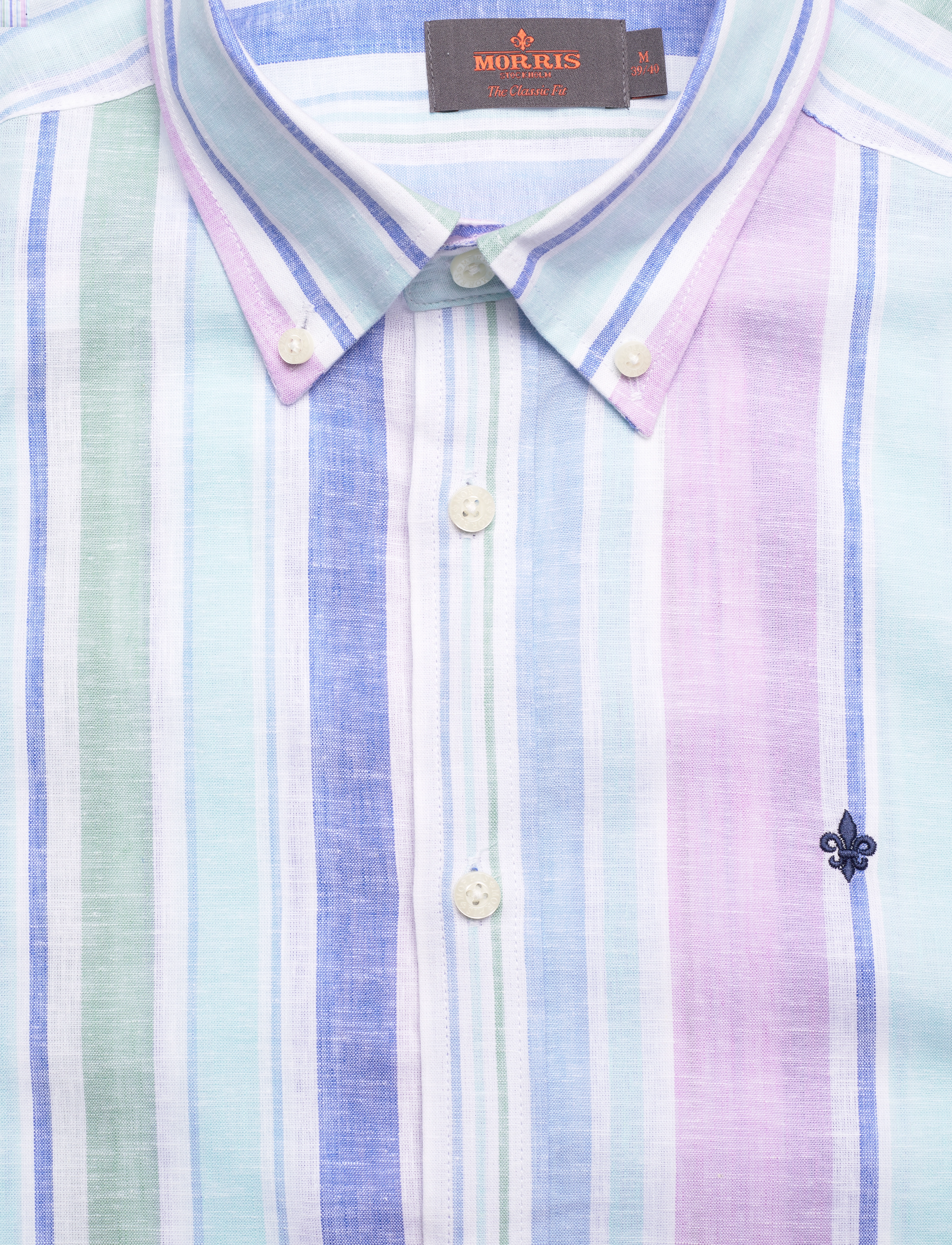 Morris - Happy Linen Stripe Shirt-Classic Fit - chemises à rayures - turquoise - 2