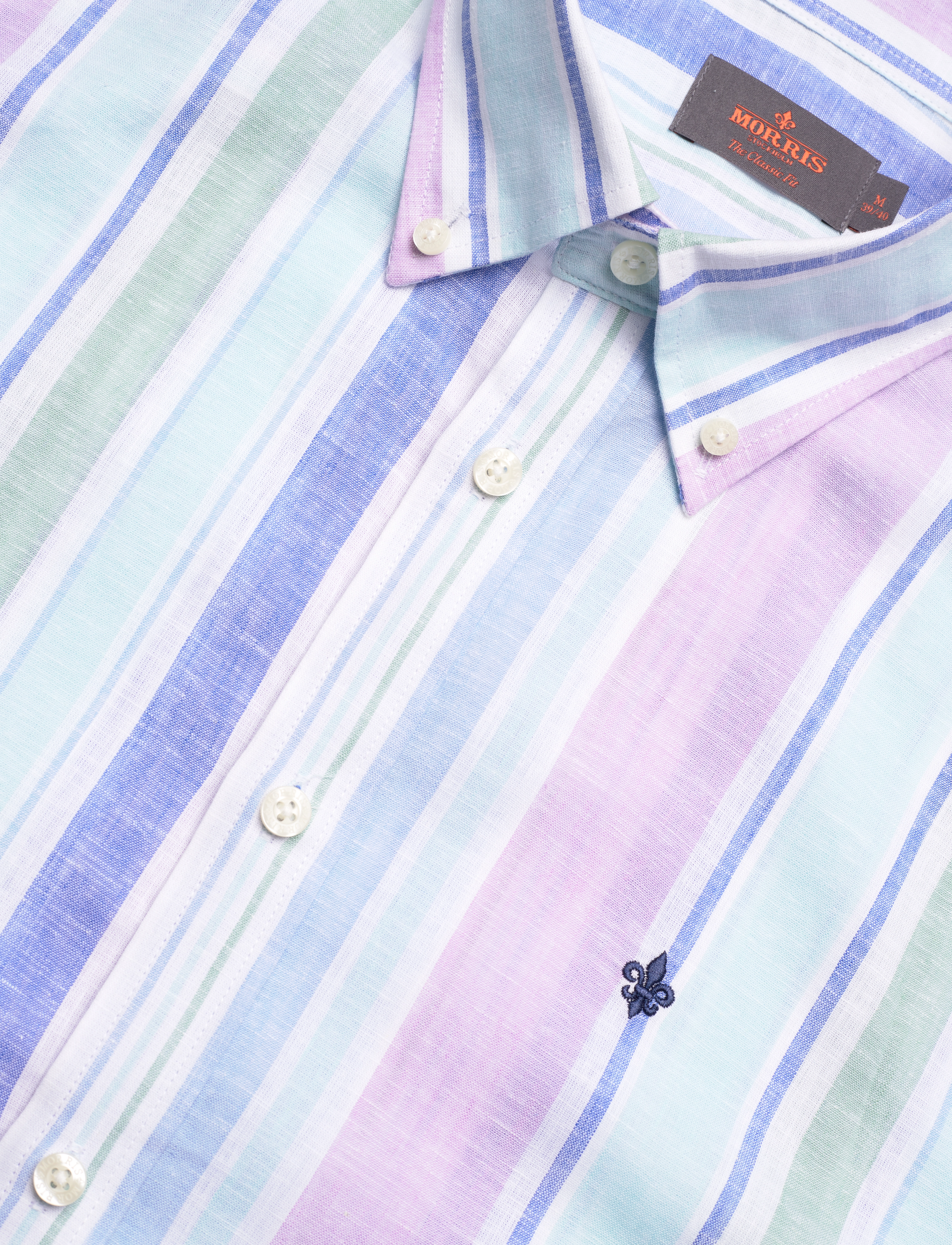 Morris - Happy Linen Stripe Shirt-Classic Fit - chemises à rayures - turquoise - 3