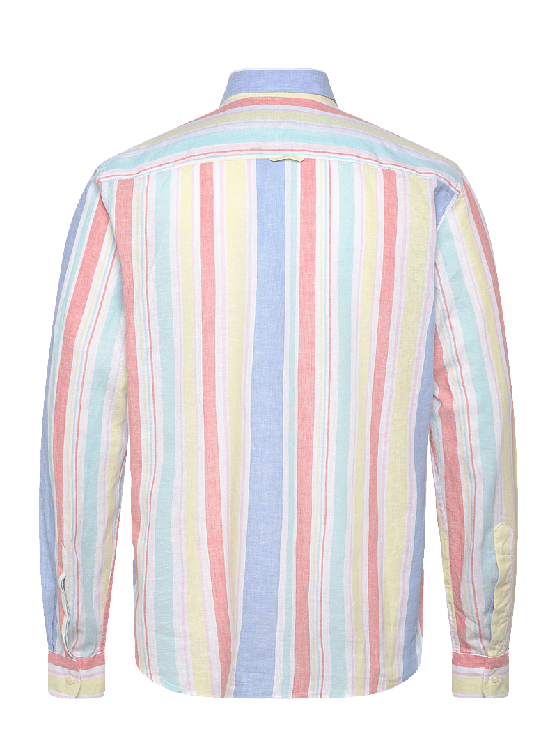 Morris - Happy Linen Stripe Shirt-Classic Fit - randiga skjortor - yellow - 1