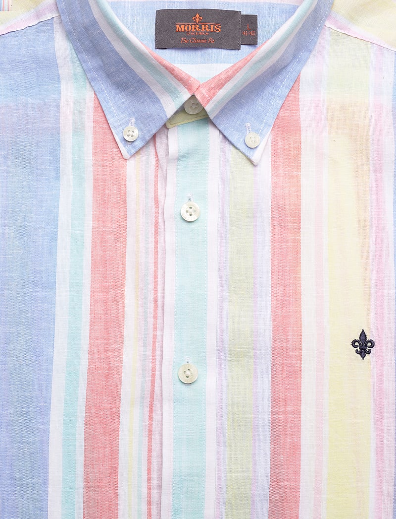 Morris - Happy Linen Stripe Shirt-Classic Fit - randiga skjortor - yellow - 2