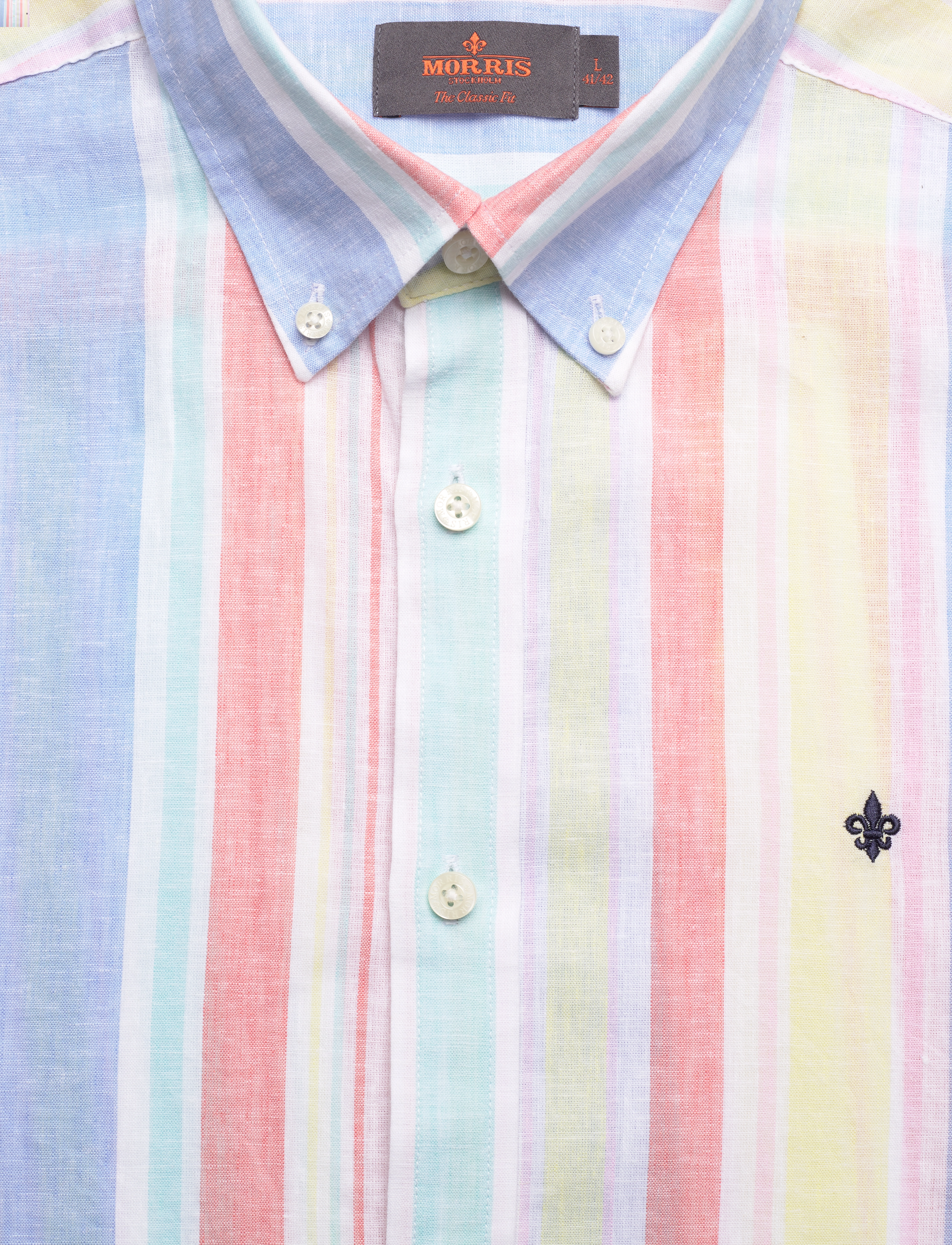 Morris - Happy Linen Stripe Shirt-Classic Fit - triibulised särgid - yellow - 2